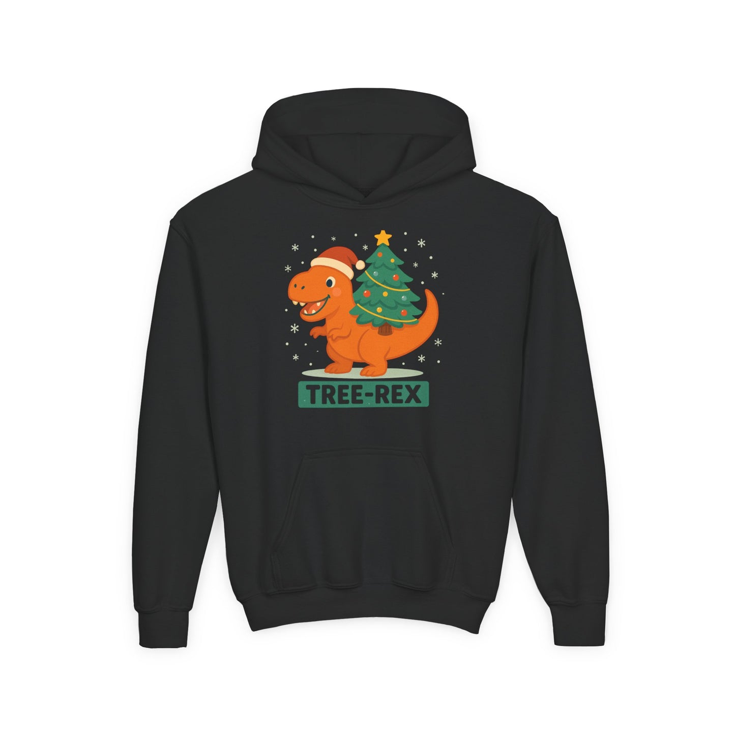 Tree-Rex Youth Hoodie - Christmas Cozy Funny Punny Dinosaur Kids Sweatshirt