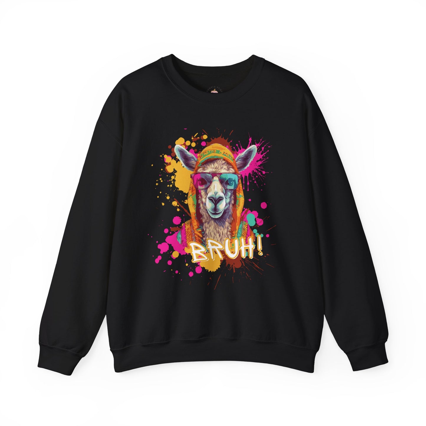 Colorful Llama Graphic Crewneck Sweatshirt | Fun Gift, Cozy Wear, Animal Lover Apparel, Chill Vibes, Casual Style