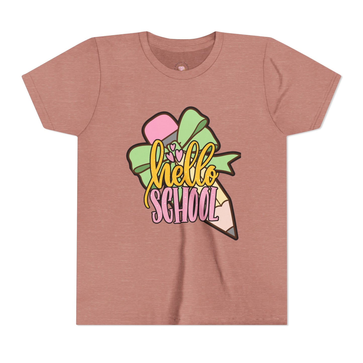 Girl's Youth Short Sleeve Tee - Hello School Design