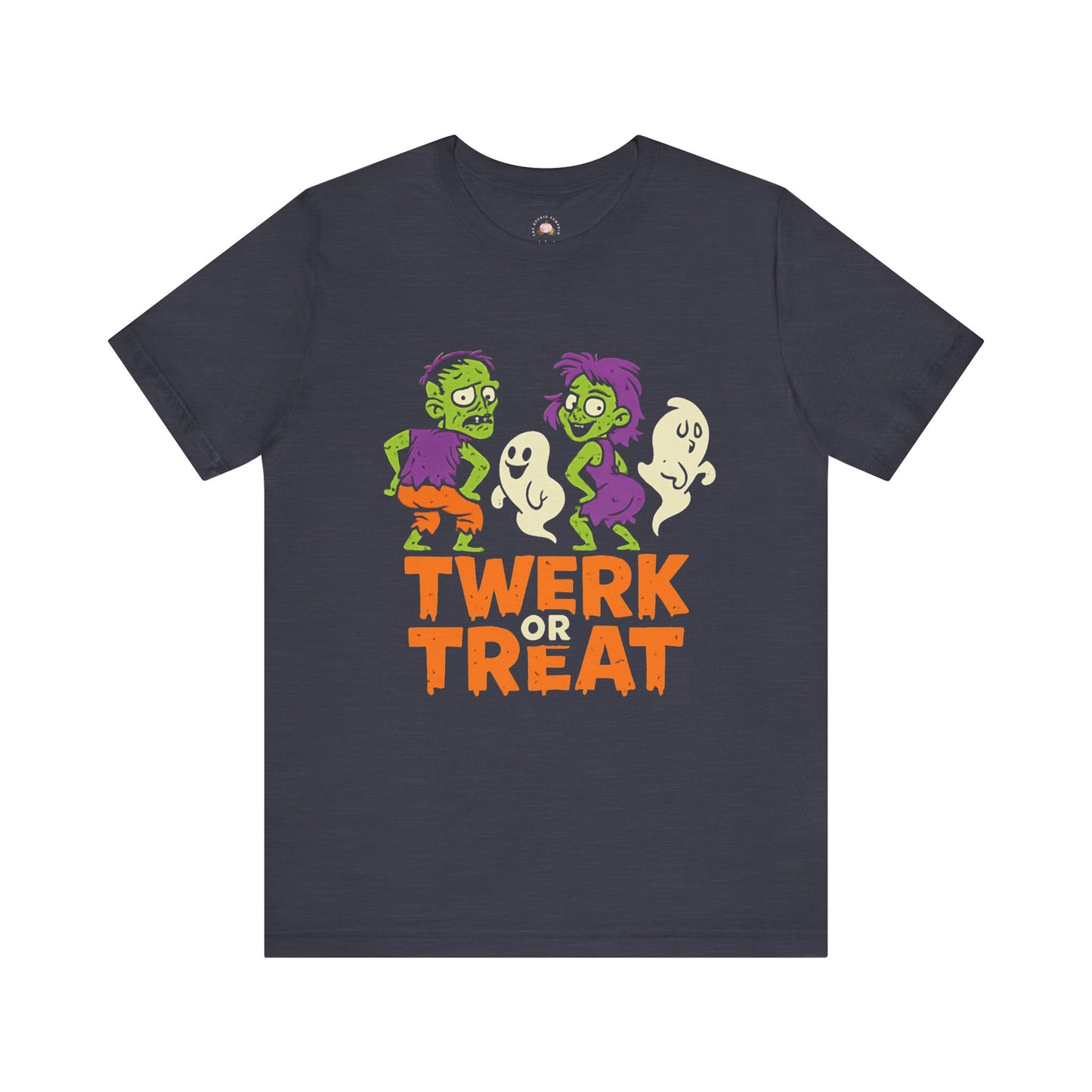 Halloween Fun Unisex Jersey Tee, T-Shirt for Halloween Parties, Funny Costume Tee, Trendy Unisex Tee, Twerk or Treat Design