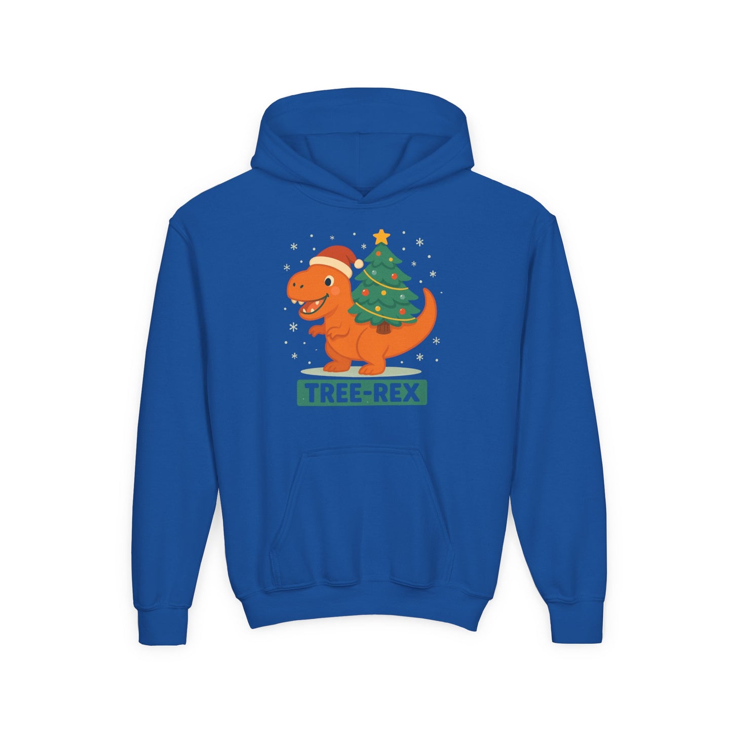 Tree-Rex Youth Hoodie - Christmas Cozy Funny Punny Dinosaur Kids Sweatshirt