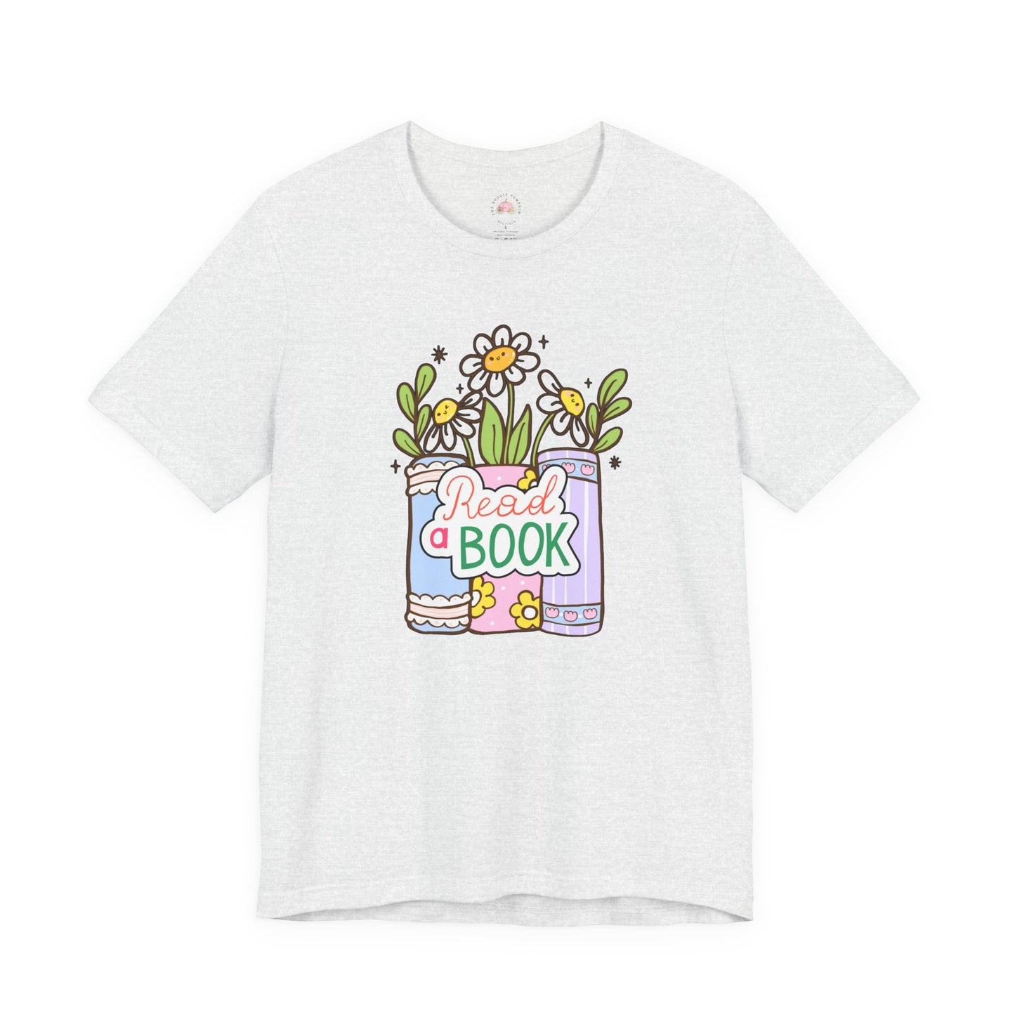 Whimsical Reading Tee, Cute Book Lover Shirt, Gift for Readers, Flower Graphic Tee, Summer Casual Wear, Literary Lover T-shirt