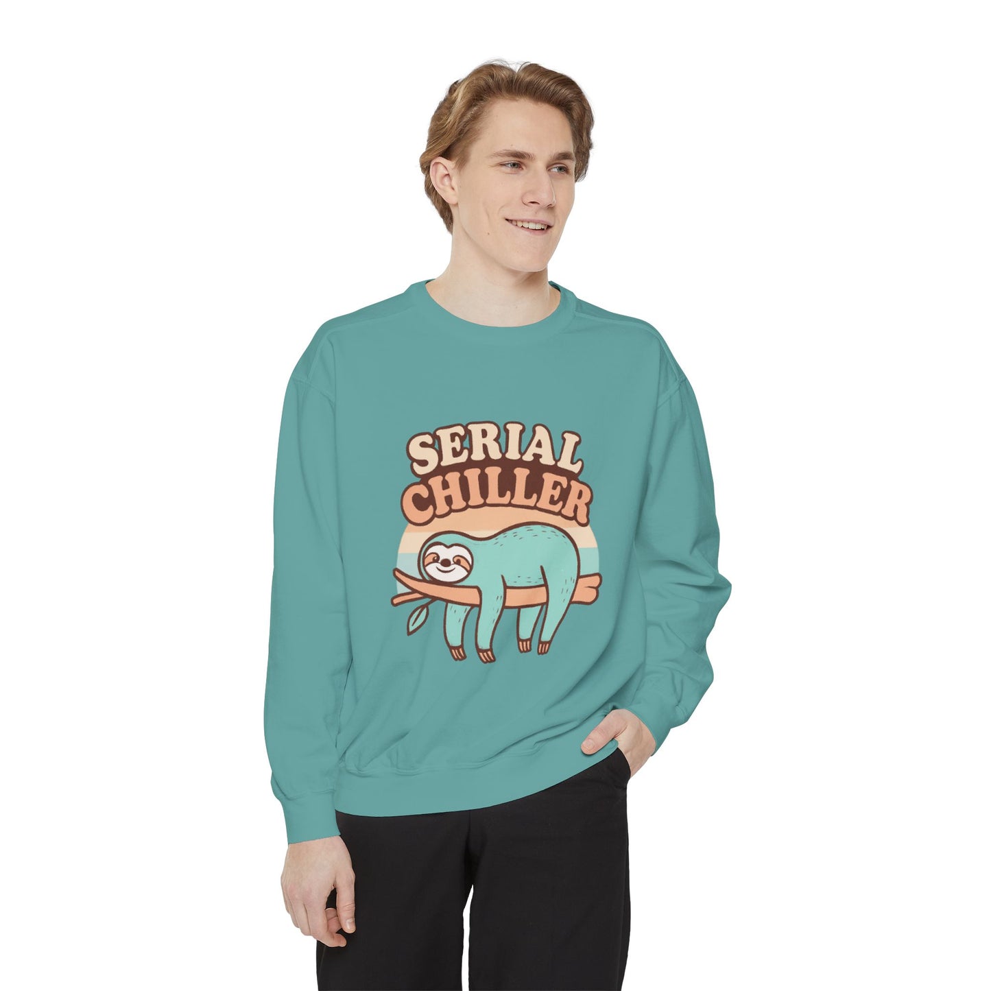 Sloth Vibes Sweatshirt - Funny Cozy Unisex Garment-Dyed Apparel