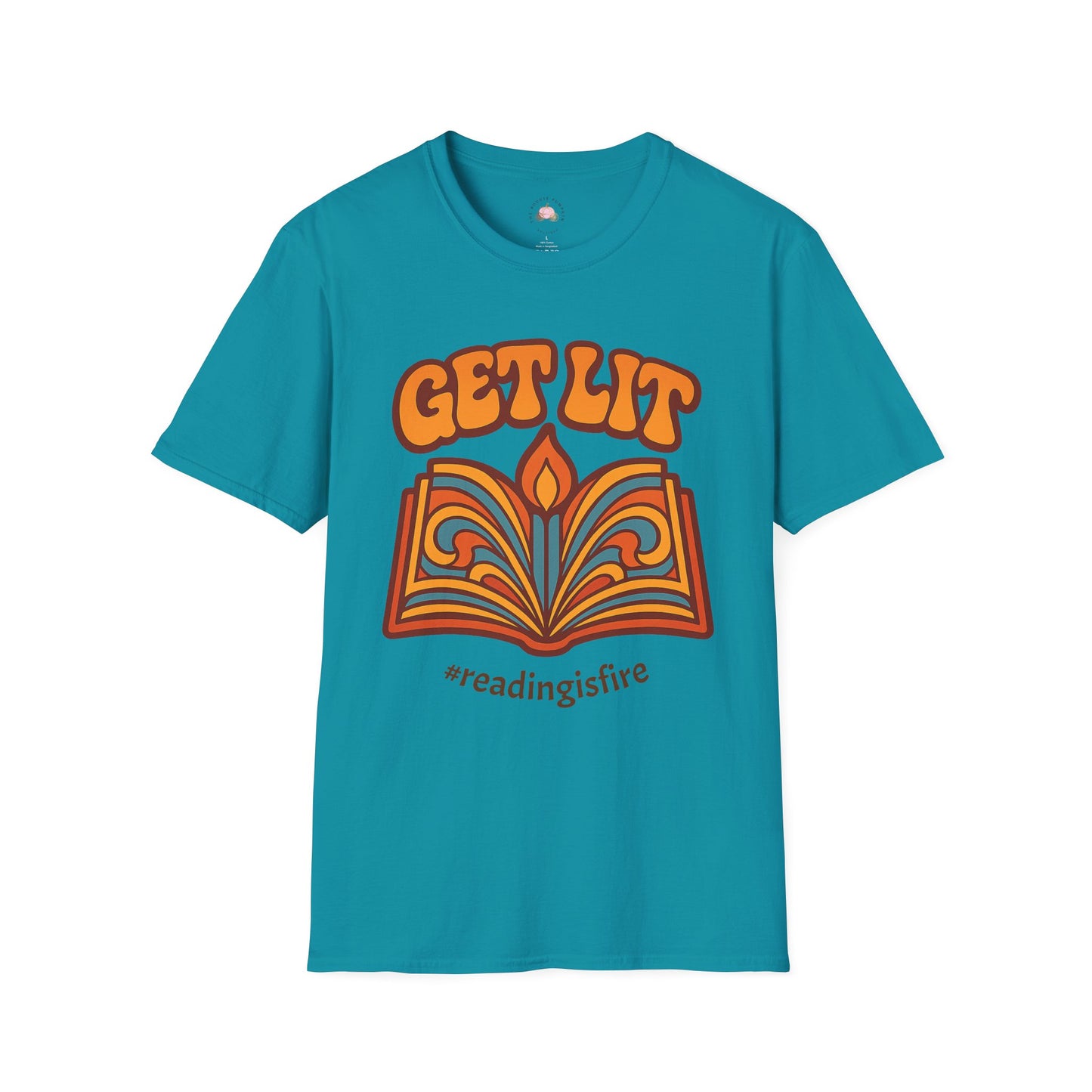 Book Lover's T-Shirt - GET LIT Design, Reading Gift, Literary Tee