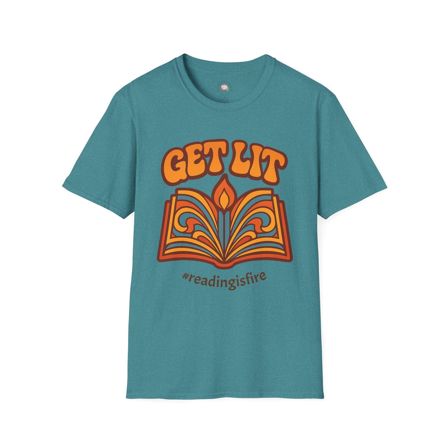 Book Lover's T-Shirt - GET LIT Design, Reading Gift, Literary Tee