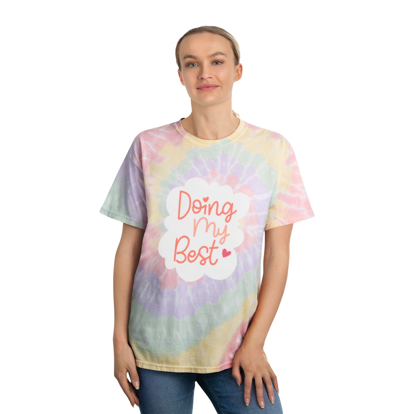 Spiral Tie-Dye Tee - Doing My Best, Colorful Summer Top for Relaxation, Festival Wear, Self-Care Gift, Youth T-Shirt