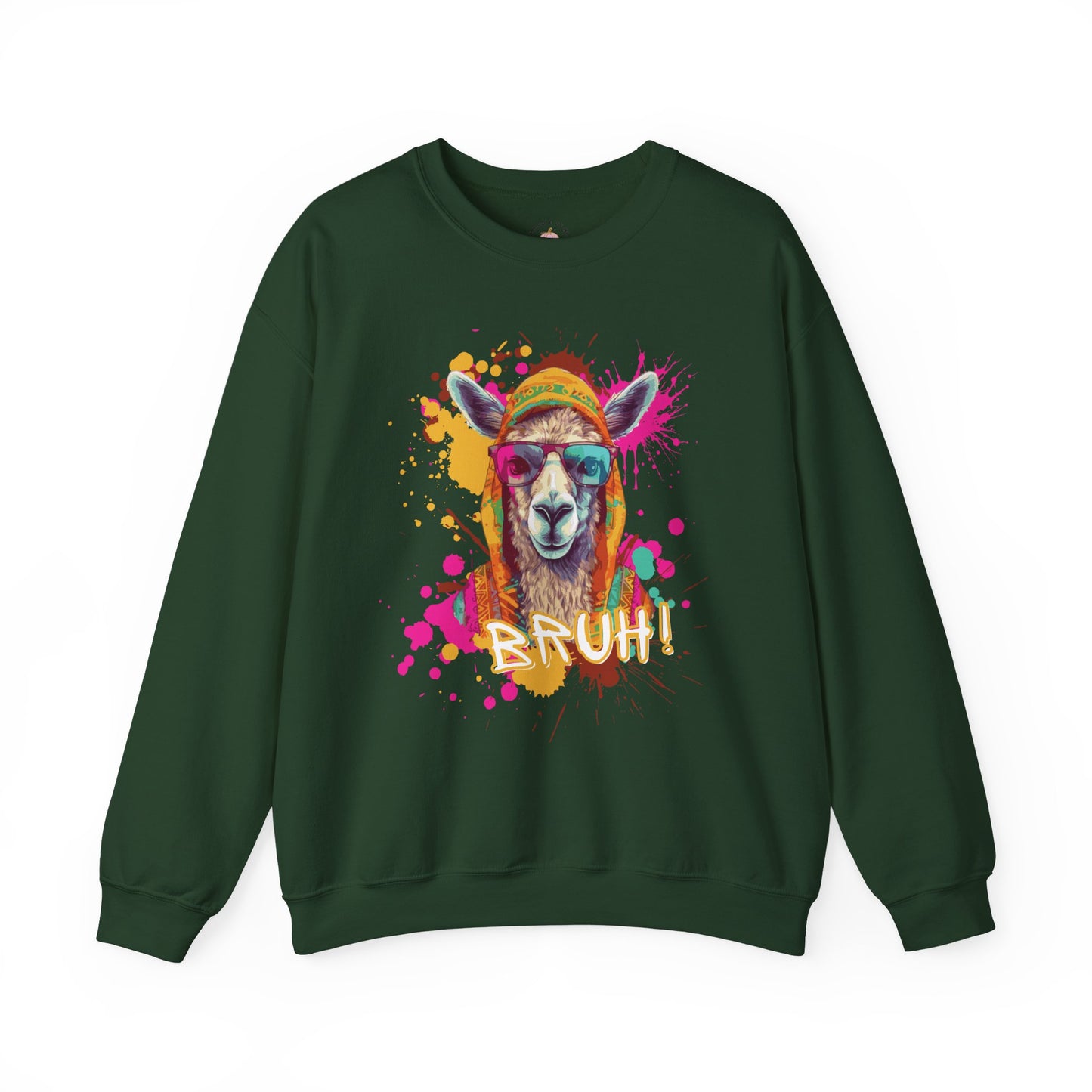 Colorful Llama Graphic Crewneck Sweatshirt | Fun Gift, Cozy Wear, Animal Lover Apparel, Chill Vibes, Casual Style