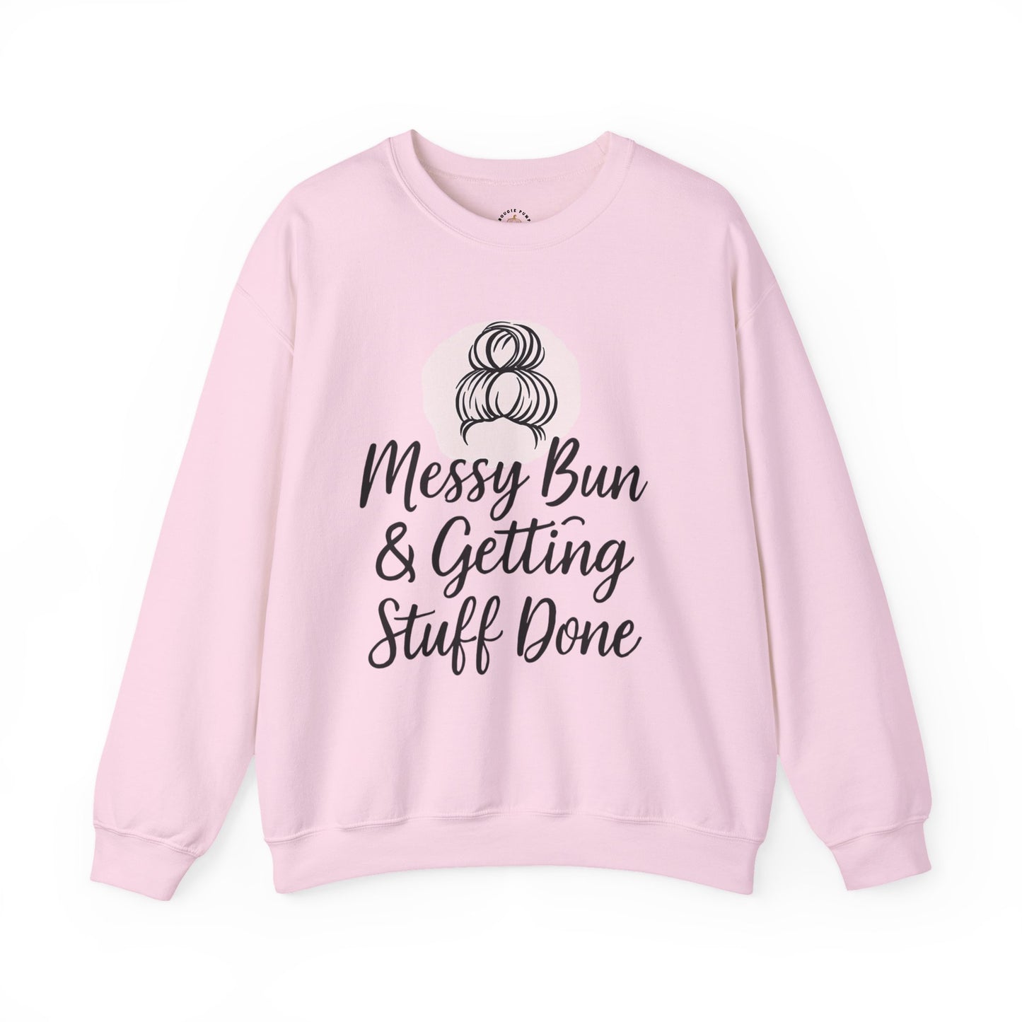 Messy Bun Crewneck Sweatshirt for Busy Moms and Teachers