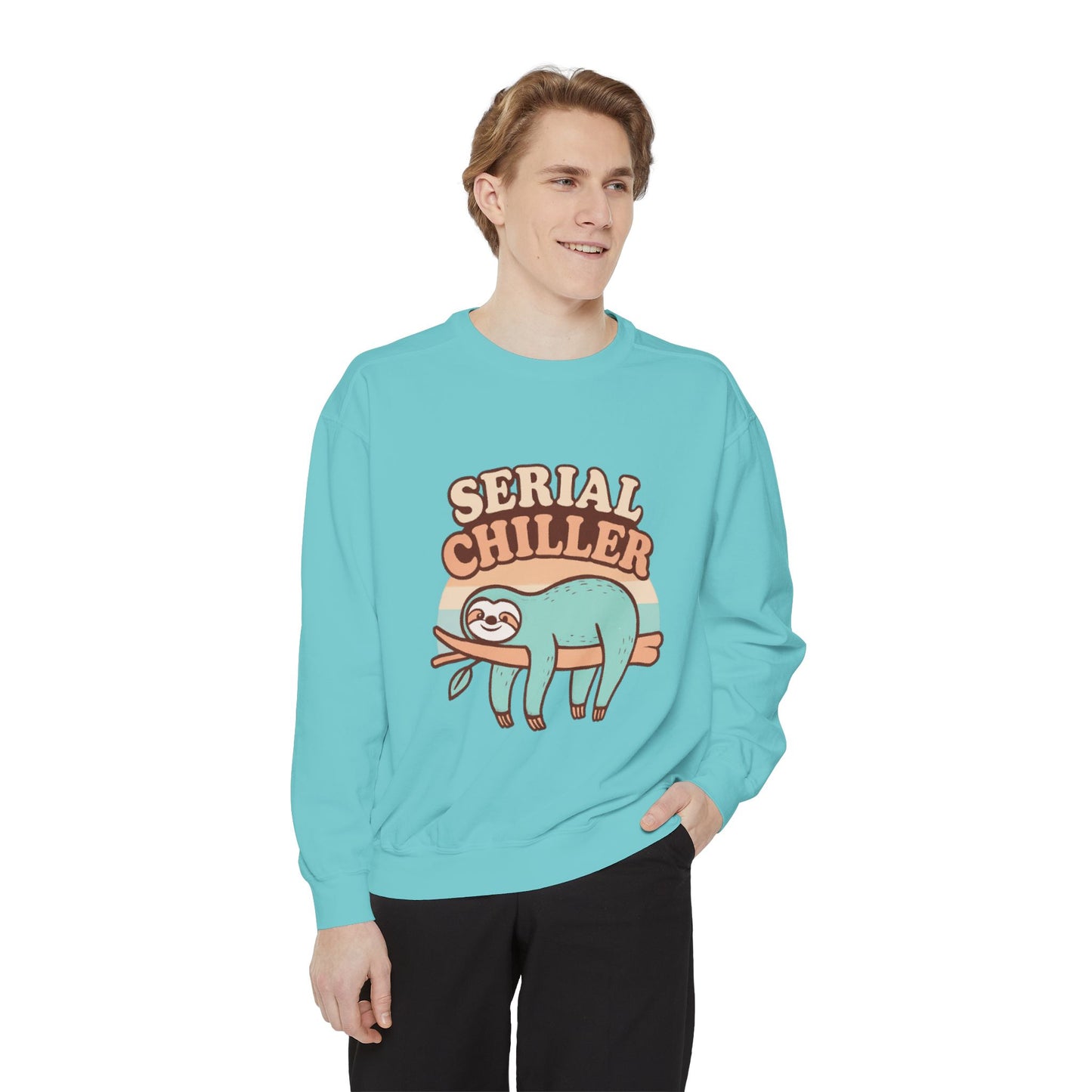 Sloth Vibes Sweatshirt - Funny Cozy Unisex Garment-Dyed Apparel
