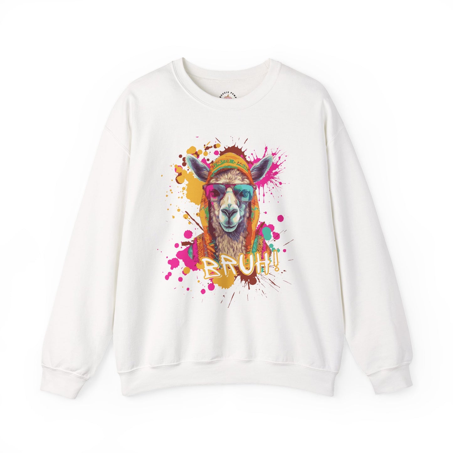 Colorful Llama Graphic Crewneck Sweatshirt | Fun Gift, Cozy Wear, Animal Lover Apparel, Chill Vibes, Casual Style