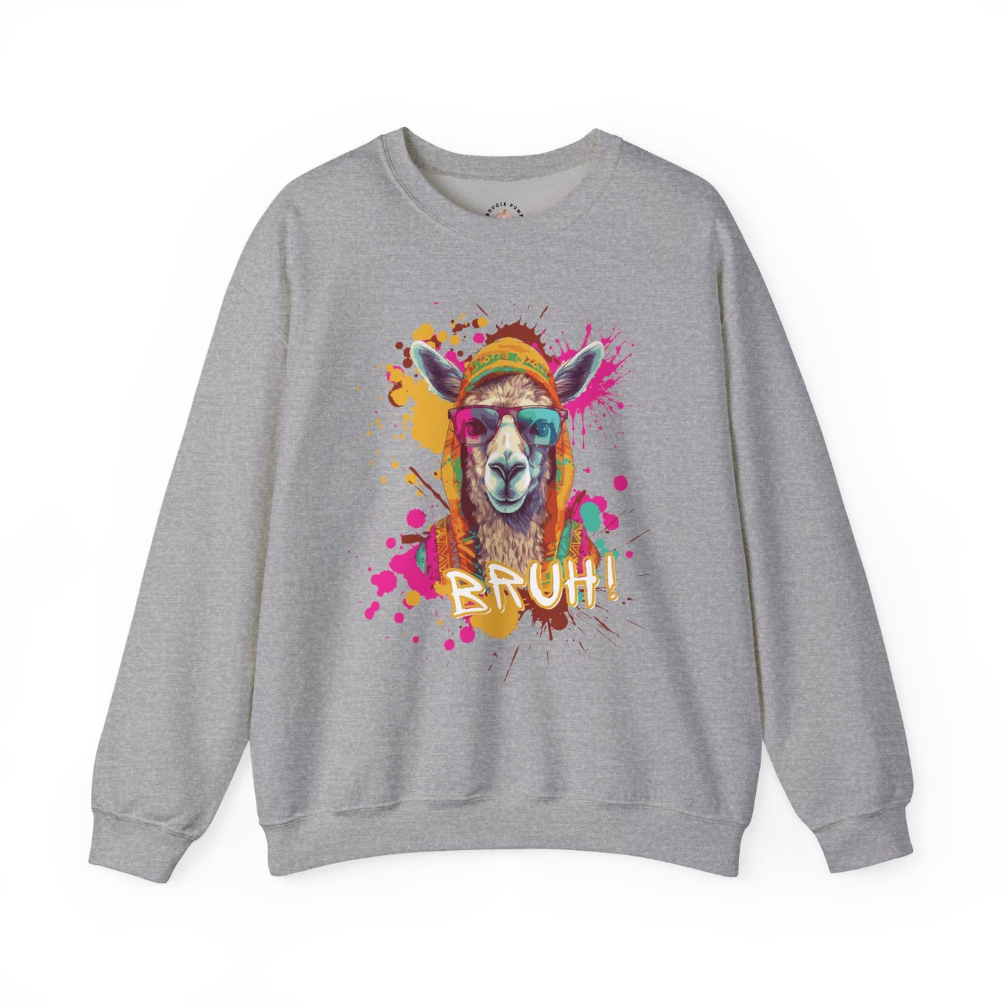 Colorful Llama Graphic Crewneck Sweatshirt | Fun Gift, Cozy Wear, Animal Lover Apparel, Chill Vibes, Casual Style