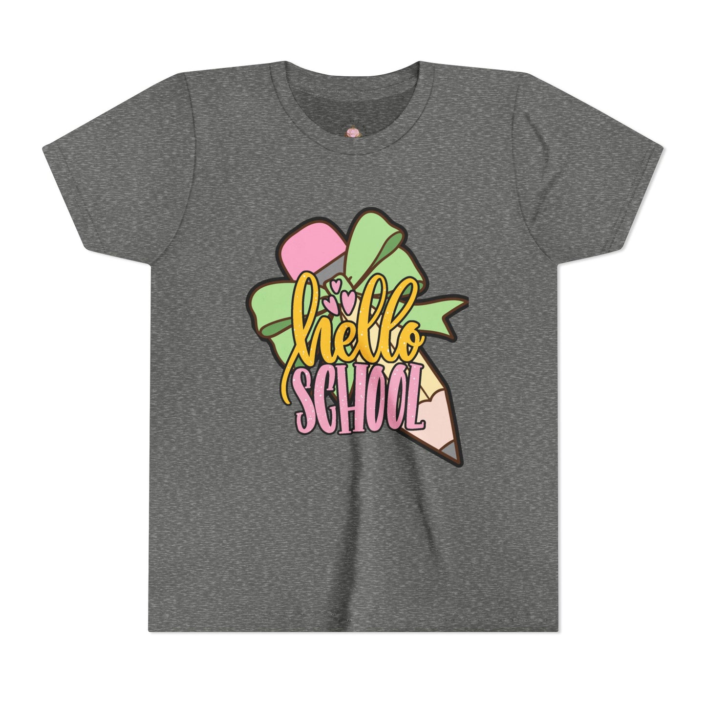 Girl's Youth Short Sleeve Tee - Hello School Design