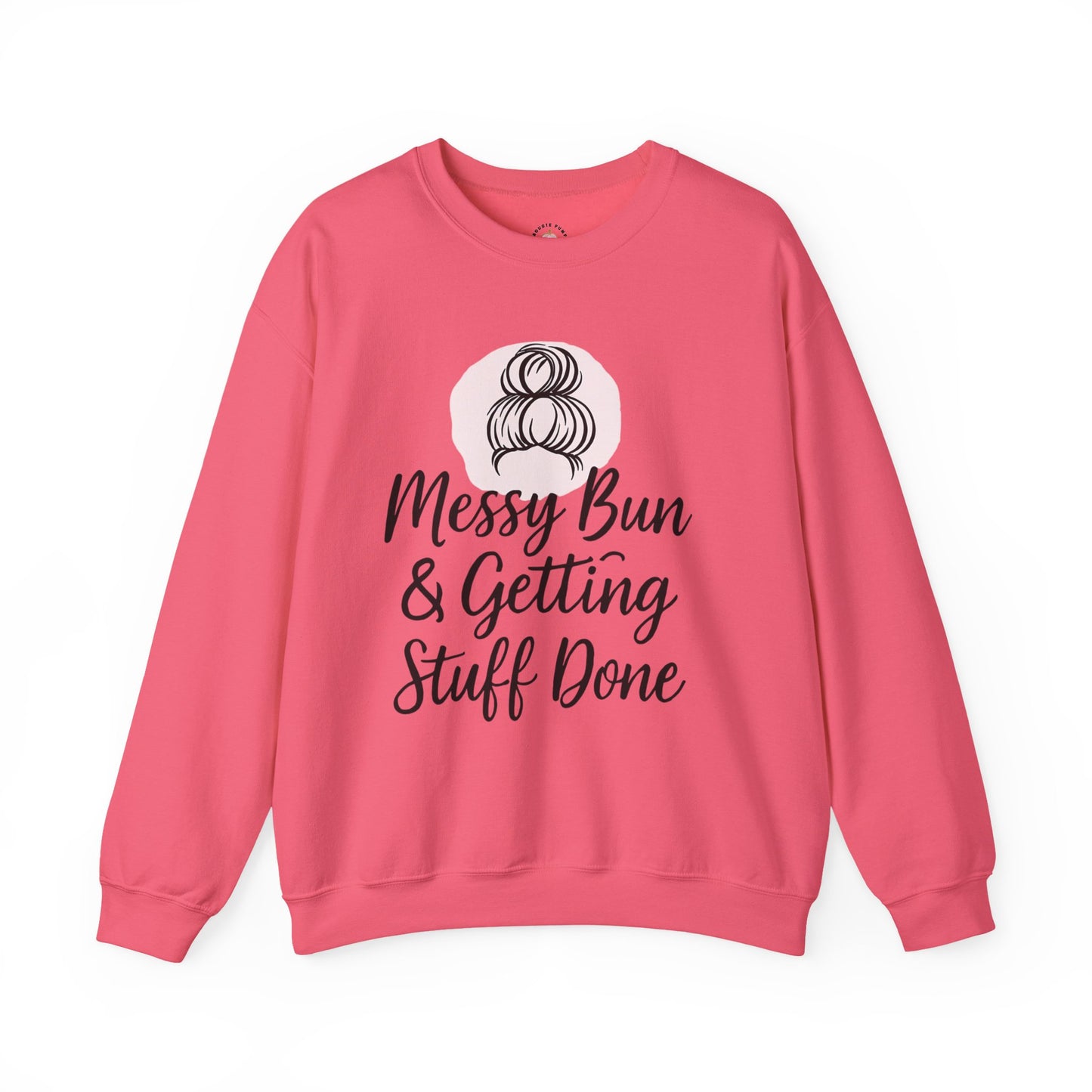 Messy Bun Crewneck Sweatshirt for Busy Moms and Teachers