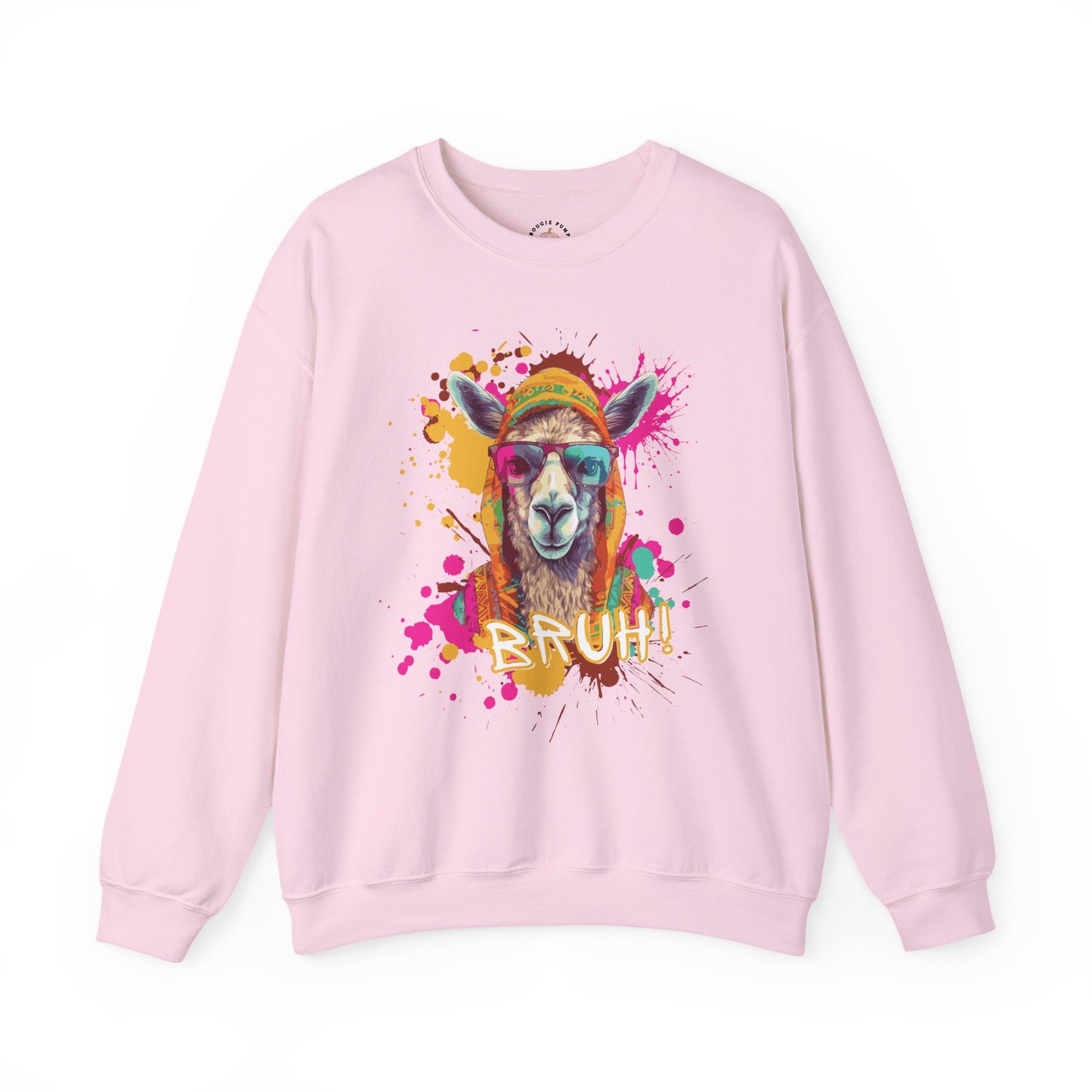 Colorful Llama Graphic Crewneck Sweatshirt | Fun Gift, Cozy Wear, Animal Lover Apparel, Chill Vibes, Casual Style