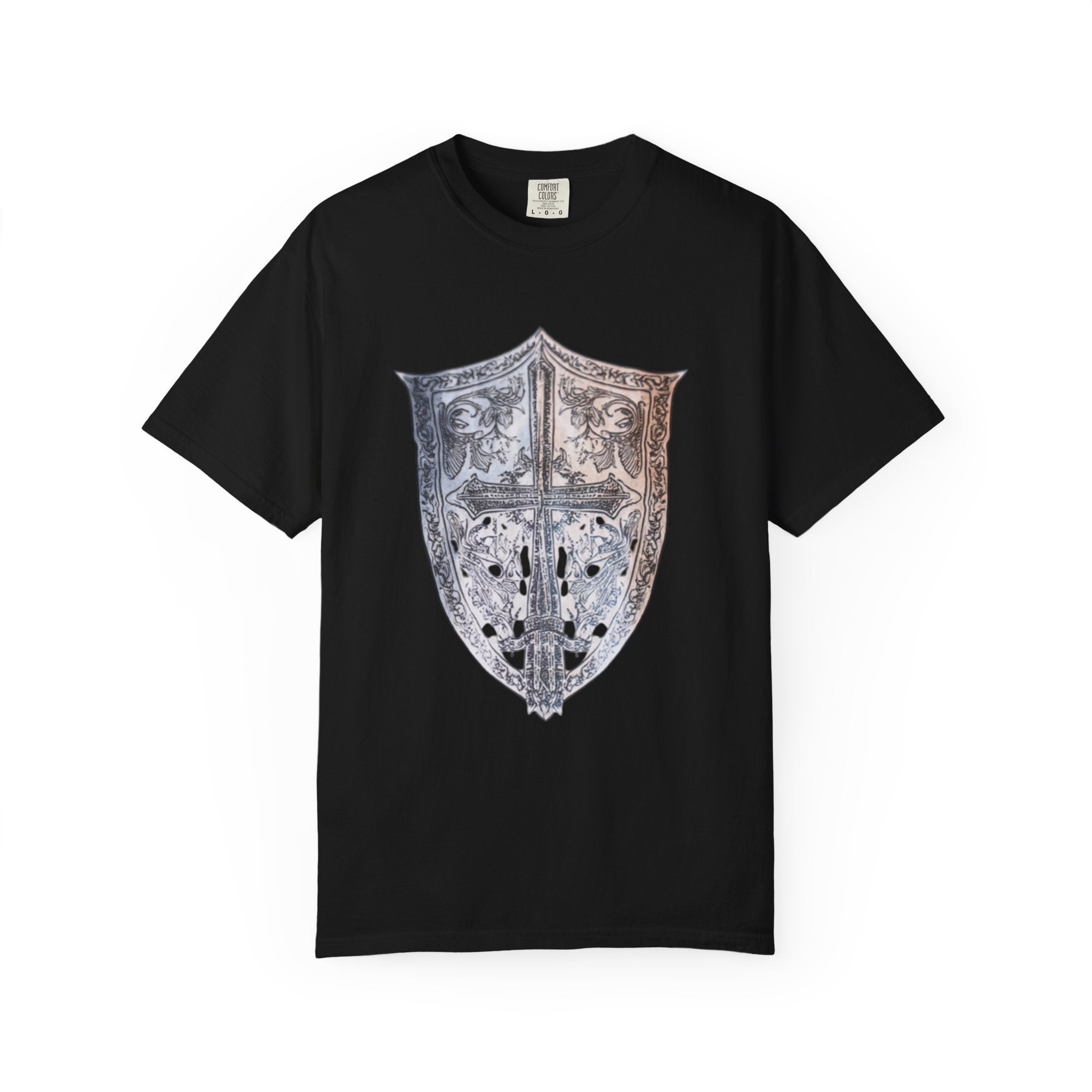 Medieval Cross Shield Graphic T-Shirt — Vintage Knight Crest Tee