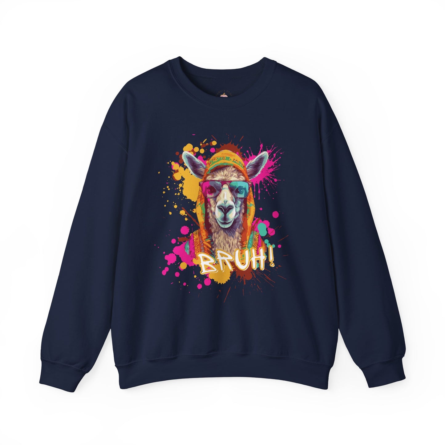 Colorful Llama Graphic Crewneck Sweatshirt | Fun Gift, Cozy Wear, Animal Lover Apparel, Chill Vibes, Casual Style