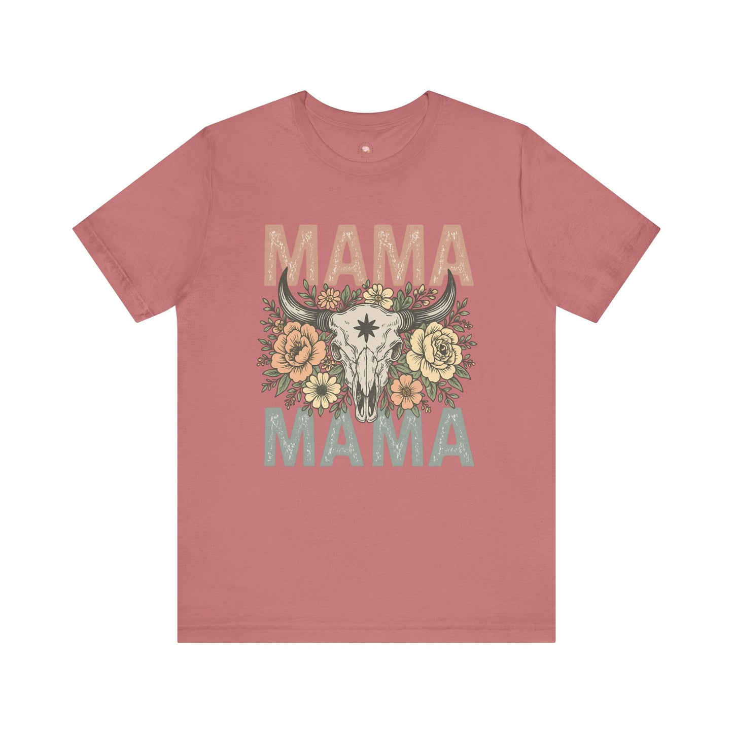Western Floral “MAMA” Graphic Tee – Southern Boho Cow Skull Shirt - The Bougie Pumpkin Boutique