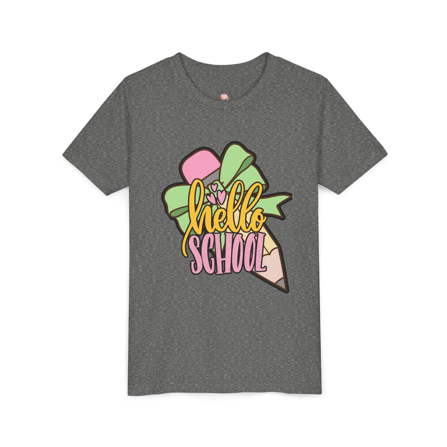 Girl's Youth Short Sleeve Tee - Hello School Design