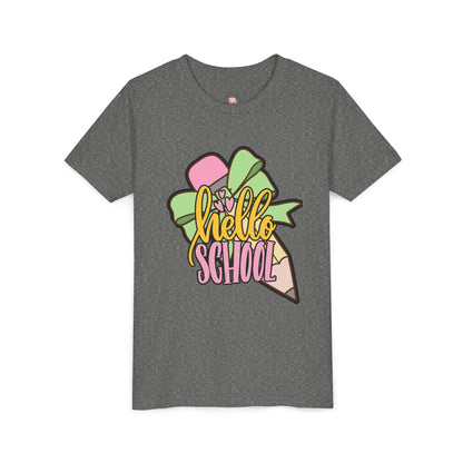 Girl's Youth Short Sleeve Tee - Hello School Design
