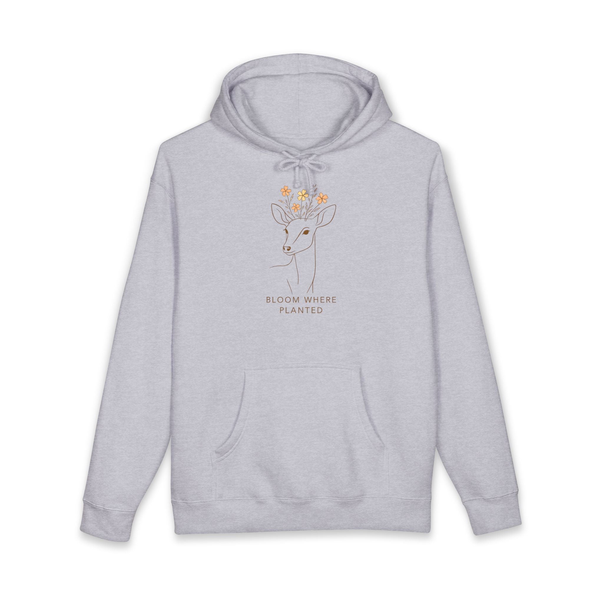 Floral Deer Hoodie — "Bloom Where Planted" Cozy Graphic Sweatshirt