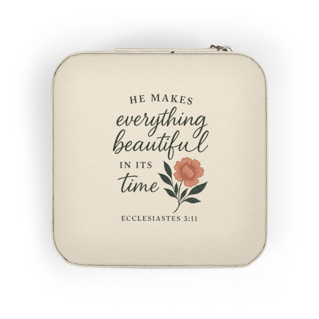 Rose Quote Jewelry Travel Case — Compact Organizer for Rings, Earrings & Necklaces