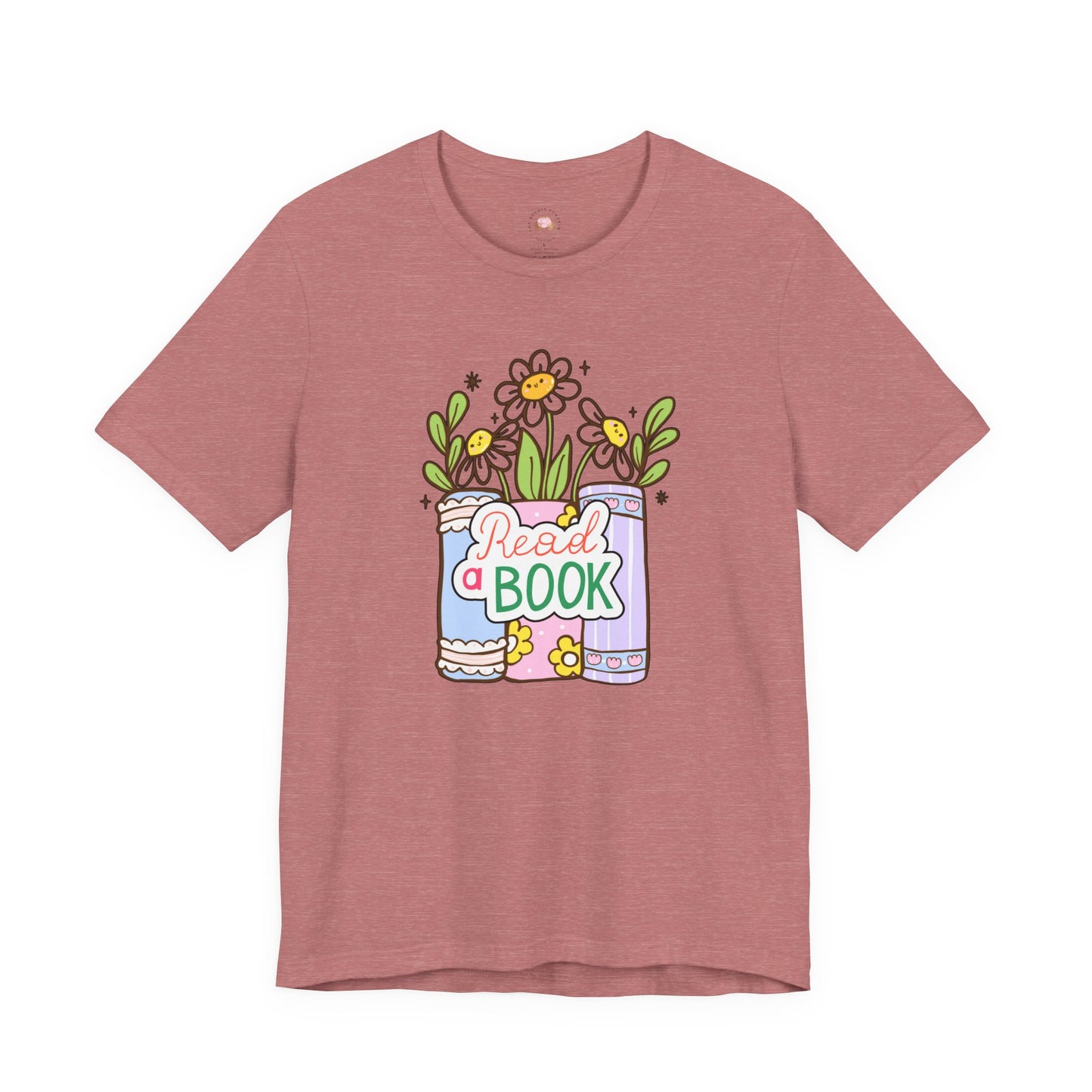 Whimsical Reading Tee, Cute Book Lover Shirt, Gift for Readers, Flower Graphic Tee, Summer Casual Wear, Literary Lover T-shirt