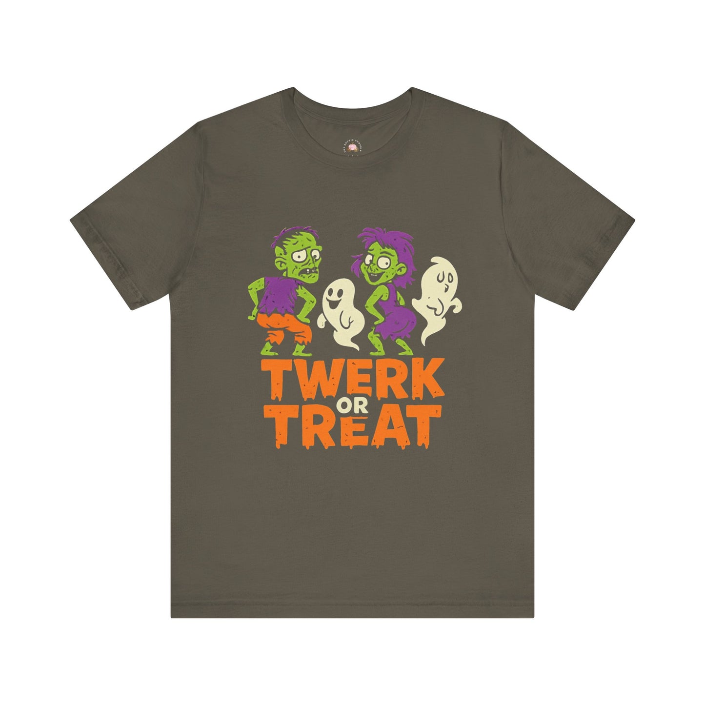 Halloween Fun Unisex Jersey Tee, T-Shirt for Halloween Parties, Funny Costume Tee, Trendy Unisex Tee, Twerk or Treat Design