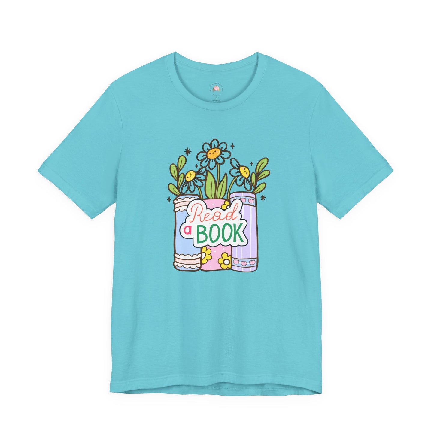 Whimsical Reading Tee, Cute Book Lover Shirt, Gift for Readers, Flower Graphic Tee, Summer Casual Wear, Literary Lover T-shirt