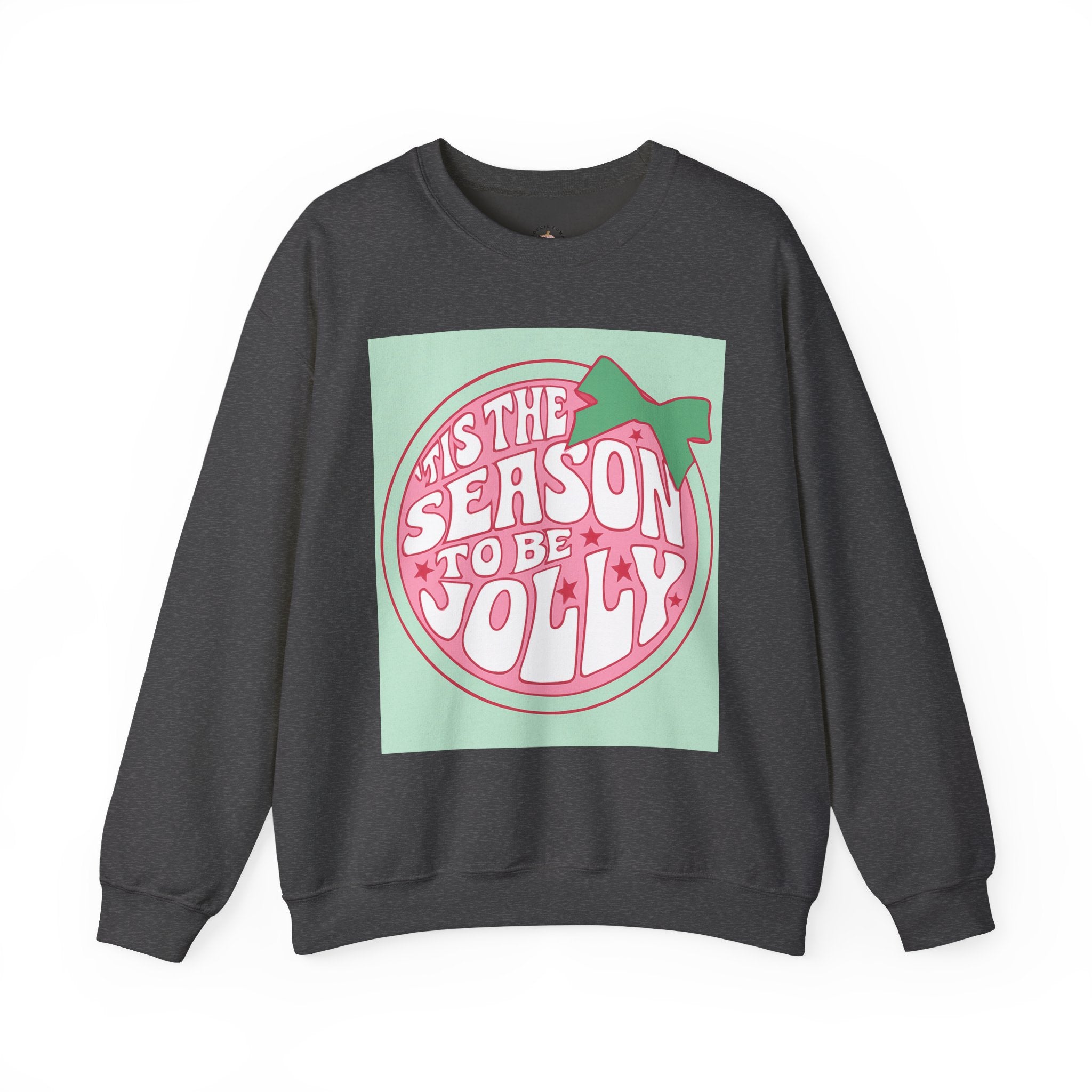 Holiday Sweatshirt — ’Tis the Season to Be Jolly Pastel Graphic Crewneck