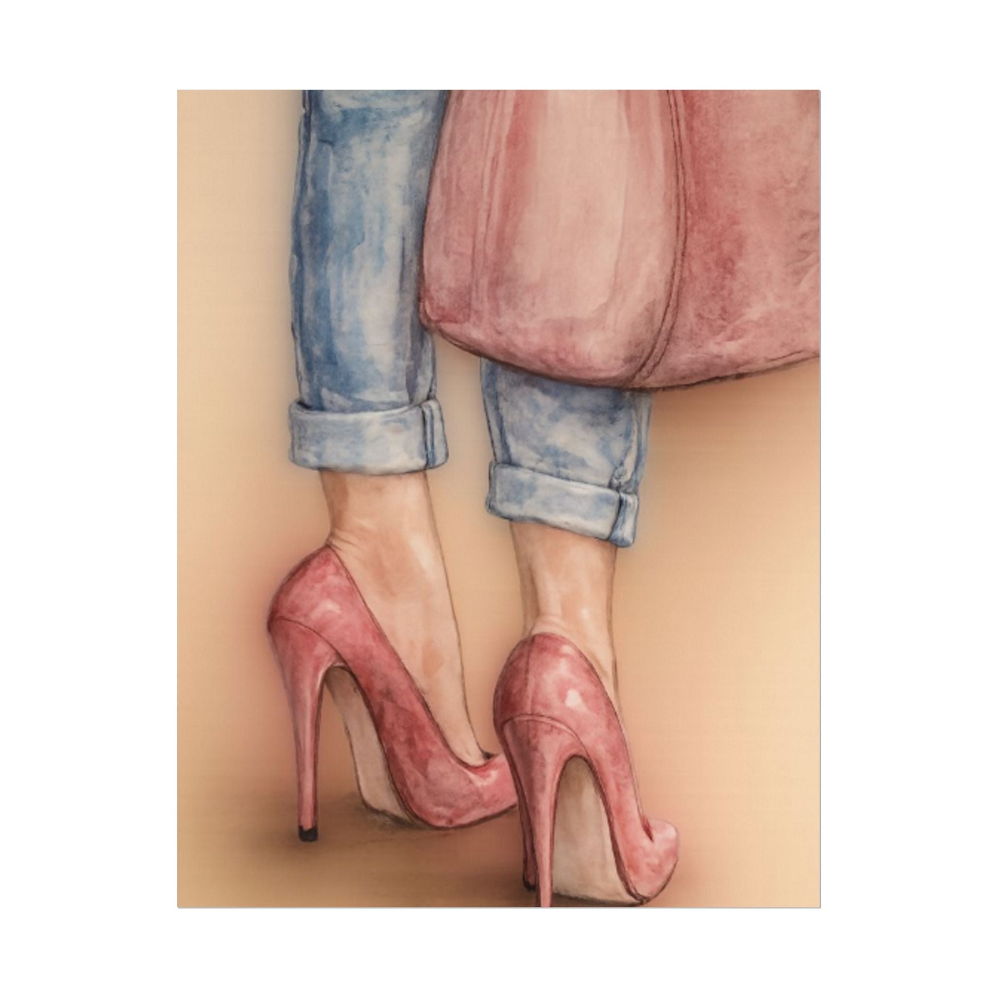 Stepping in Faith High Heels Poster — Watercolor Fashion Illustration Matte Print