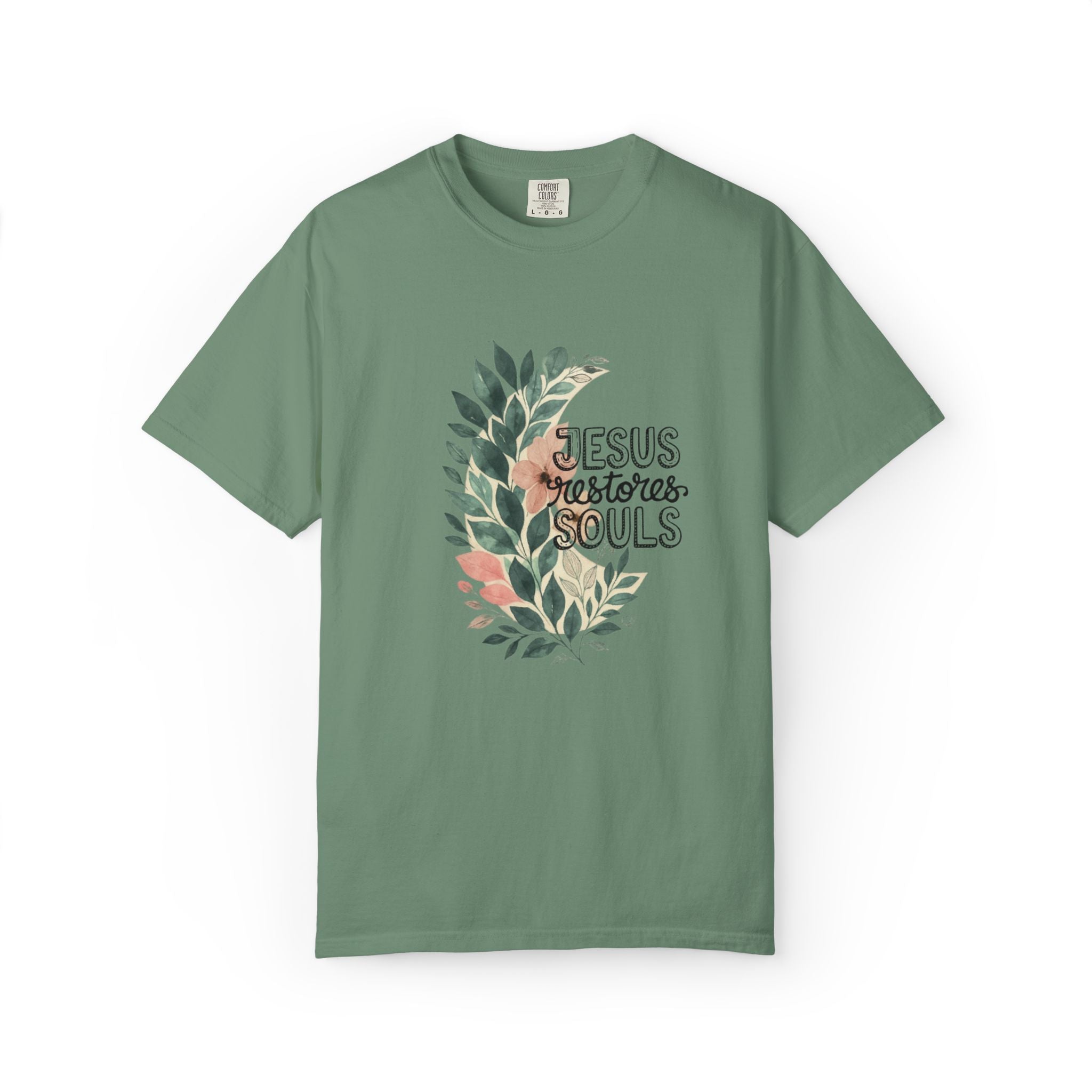 Floral Christian T-Shirt - Jesus Restores My Soul