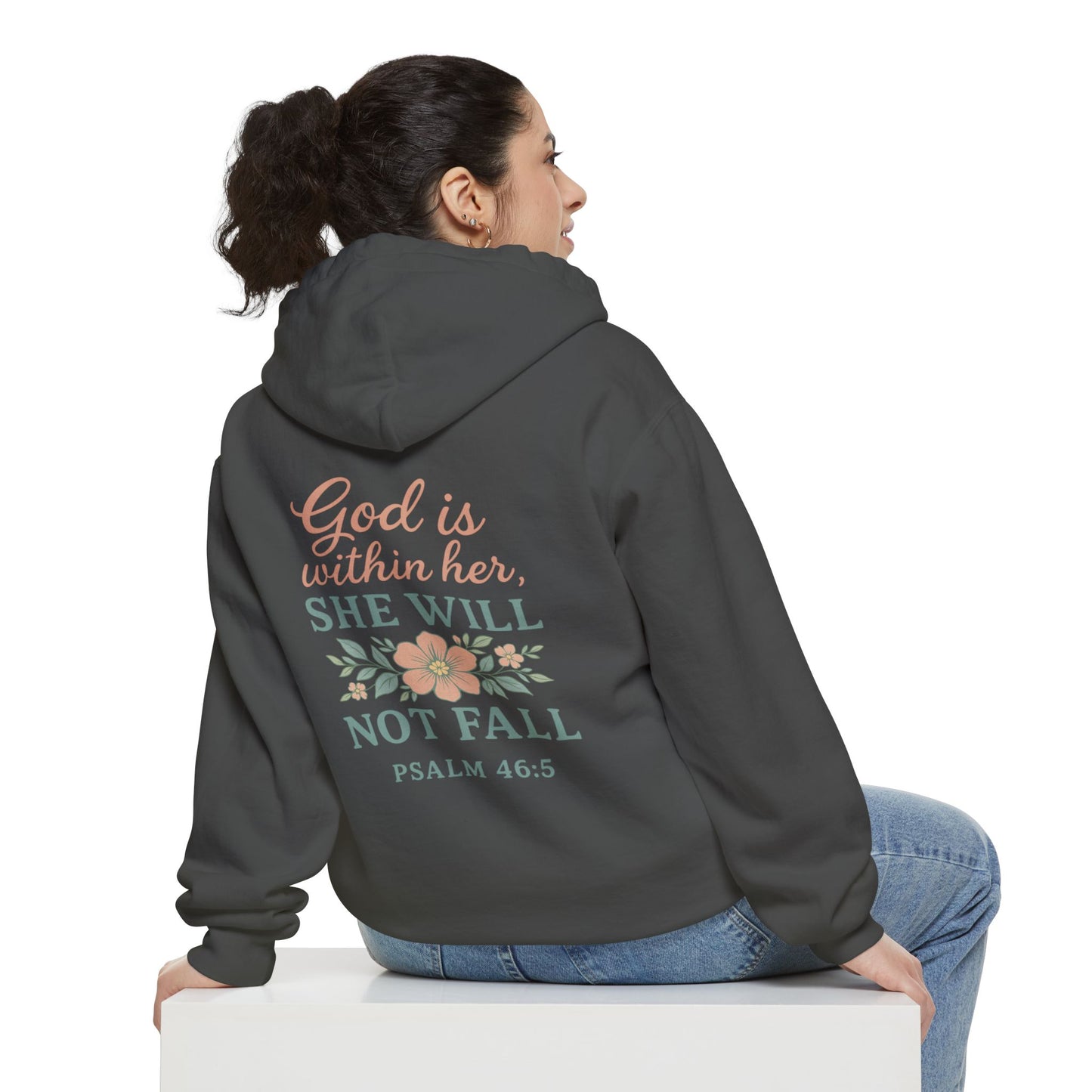 God Is Within Her, She Will Not Fall Hoodie | Psalm 46:5 Faith Hoodie – Bougie Pumpkin Boutique - The Bougie Pumpkin Boutique
