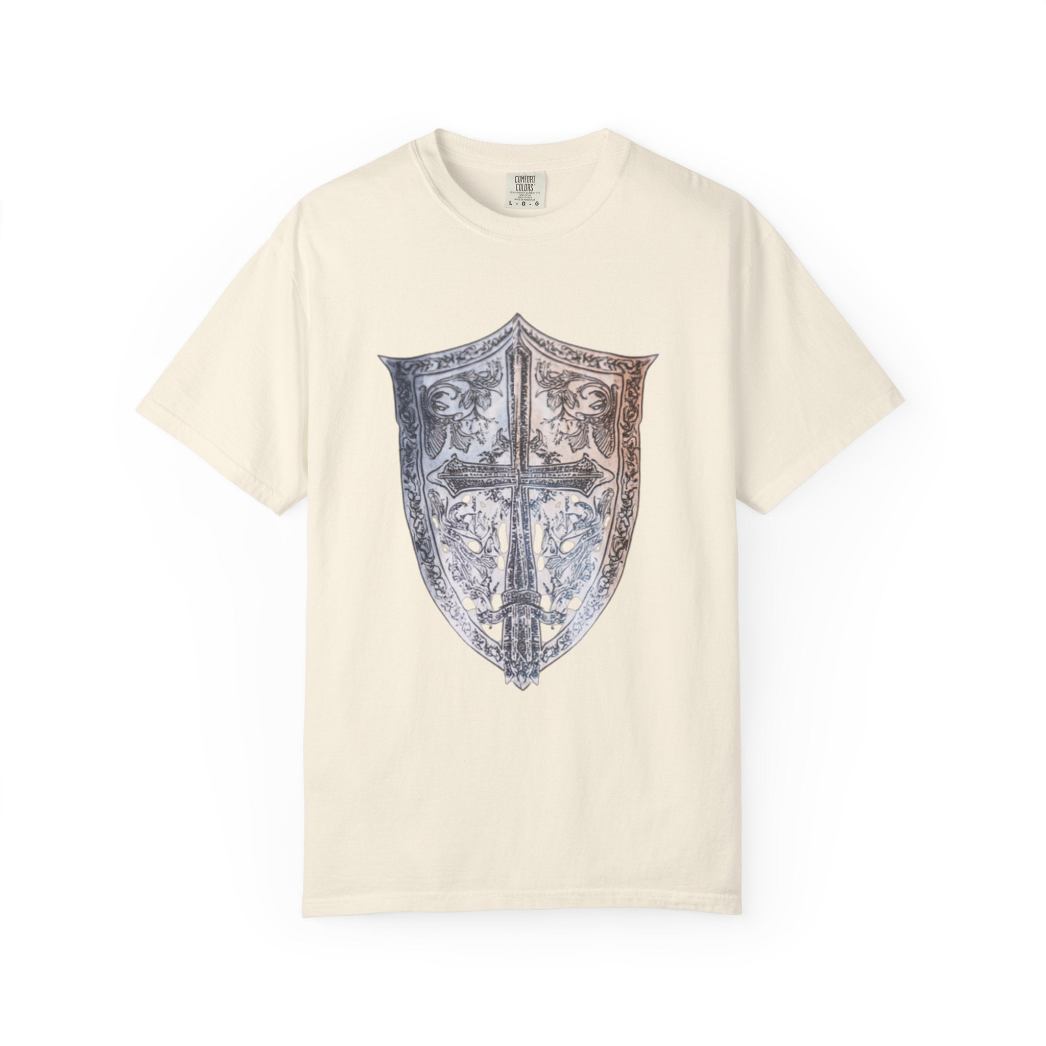 Medieval Cross Shield Graphic T-Shirt — Vintage Knight Crest Tee