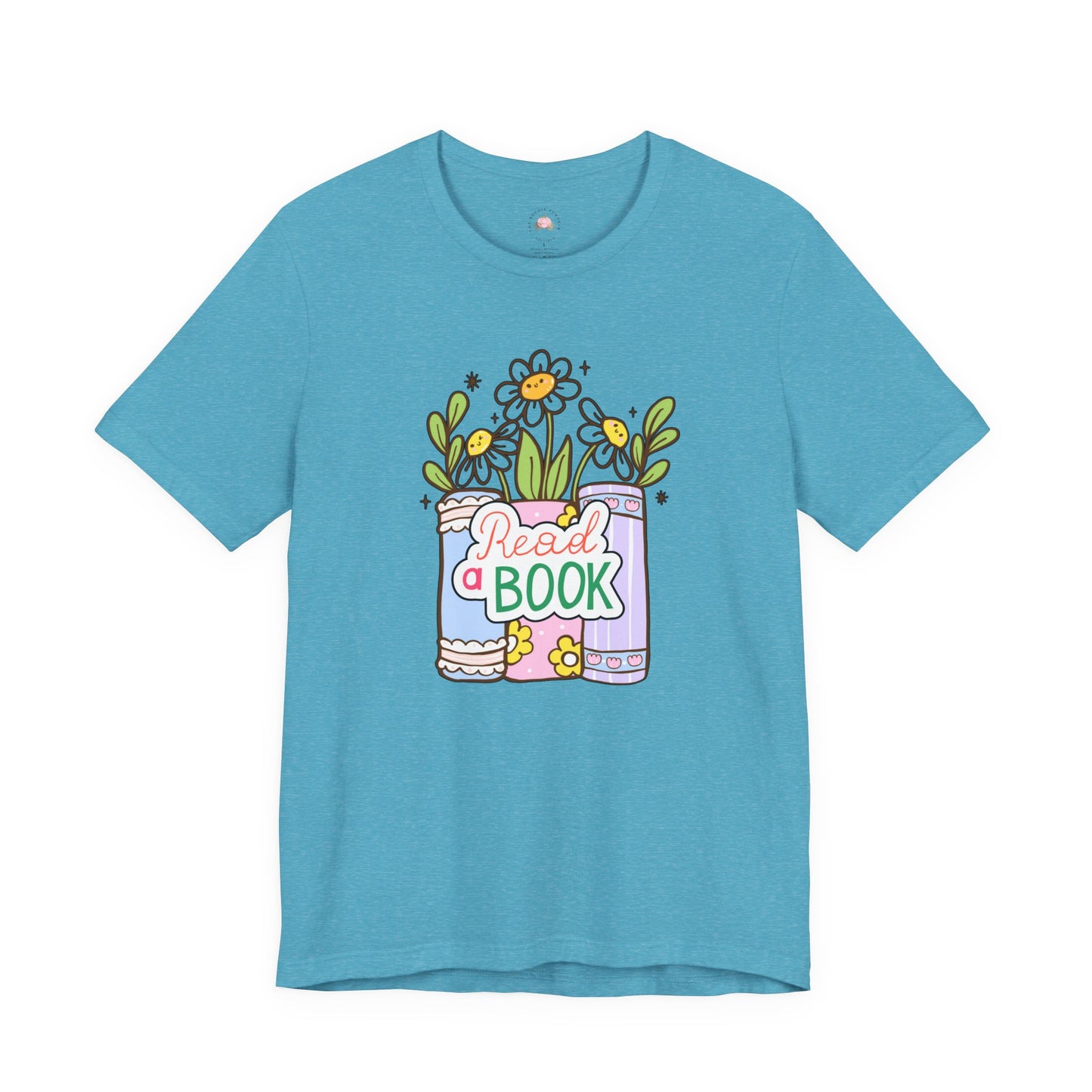 Whimsical Reading Tee, Cute Book Lover Shirt, Gift for Readers, Flower Graphic Tee, Summer Casual Wear, Literary Lover T-shirt