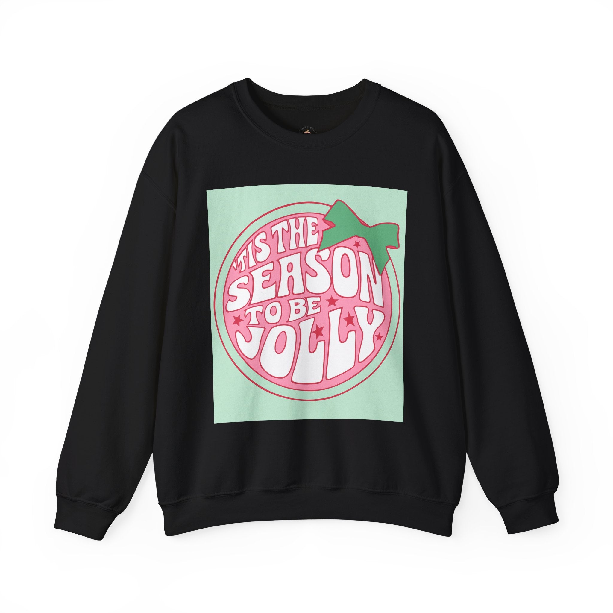 Holiday Sweatshirt — ’Tis the Season to Be Jolly Pastel Graphic Crewneck