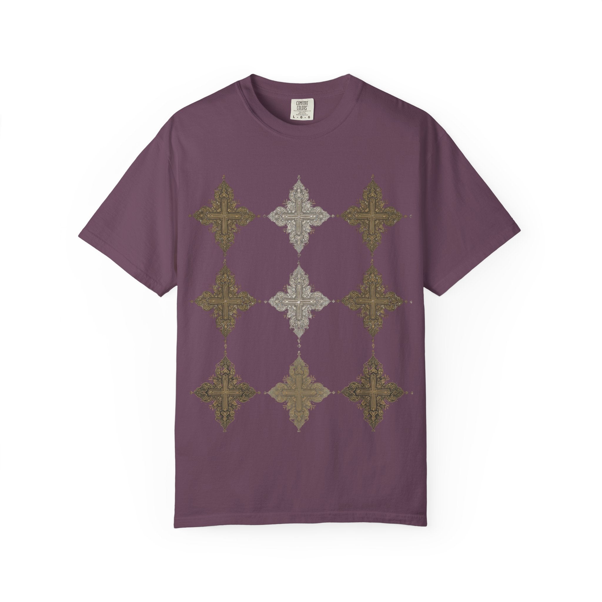Geometric Fleur Grid T-Shirt — Vintage Moroccan Tile Pattern