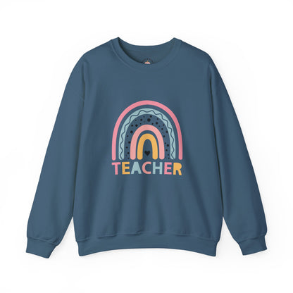 Rainbow Teacher Crewneck Sweatshirt - Cozy Gift for Educators, Back to School, Teacher Appreciation, Classroom Wear, Cute Sweatshirt