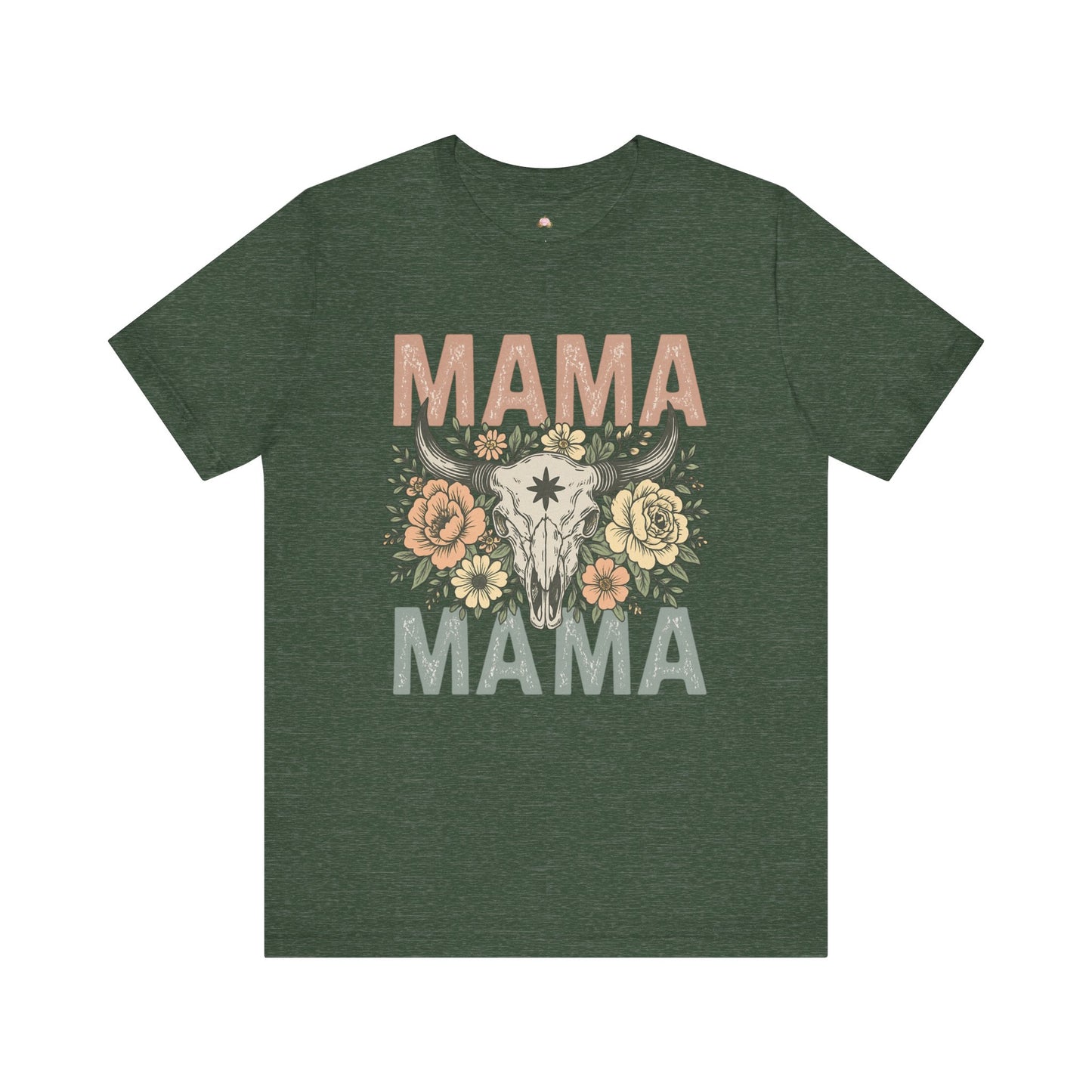 Western Floral “MAMA” Graphic Tee – Southern Boho Cow Skull Shirt - The Bougie Pumpkin Boutique