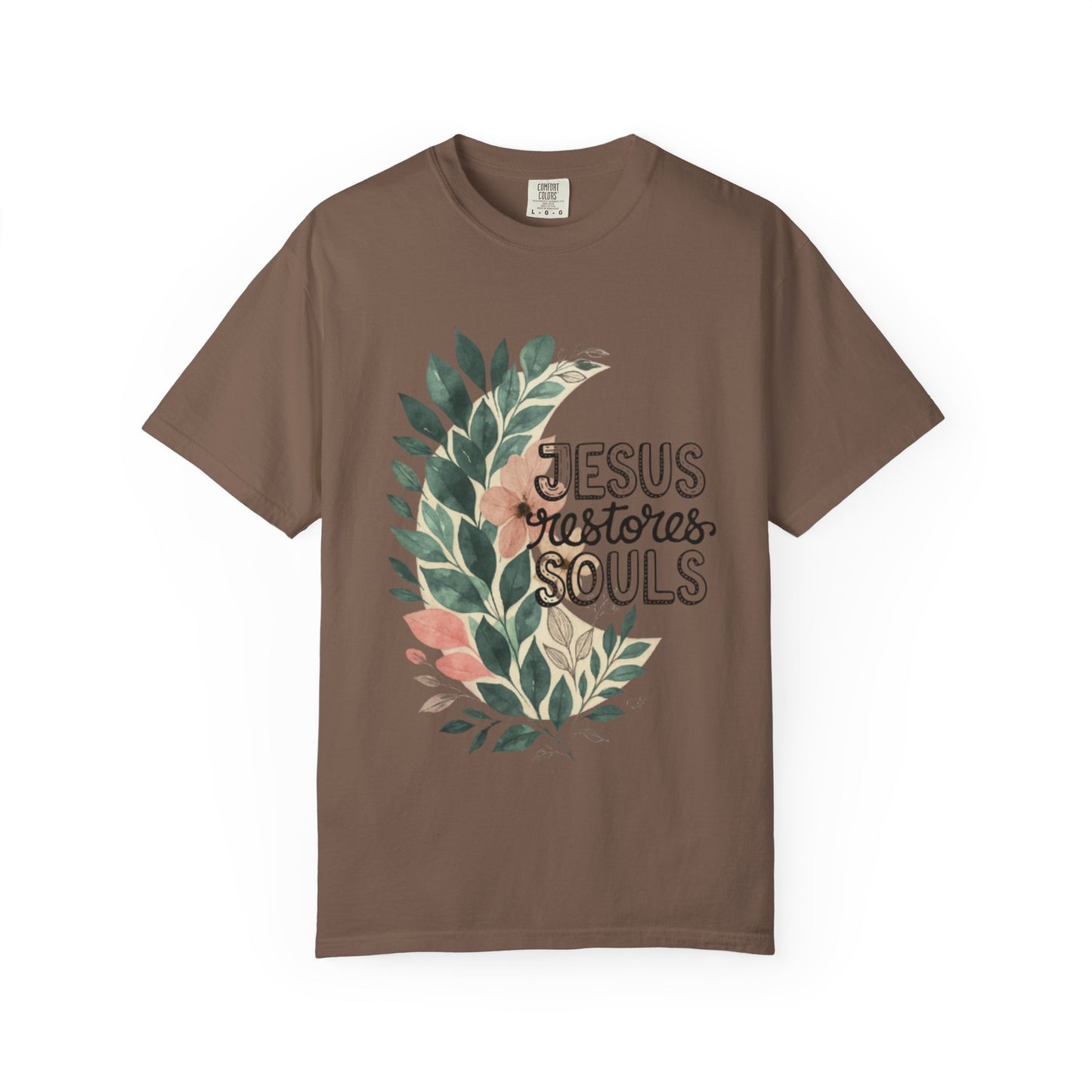 Floral Christian T-Shirt - Jesus Restores My Soul
