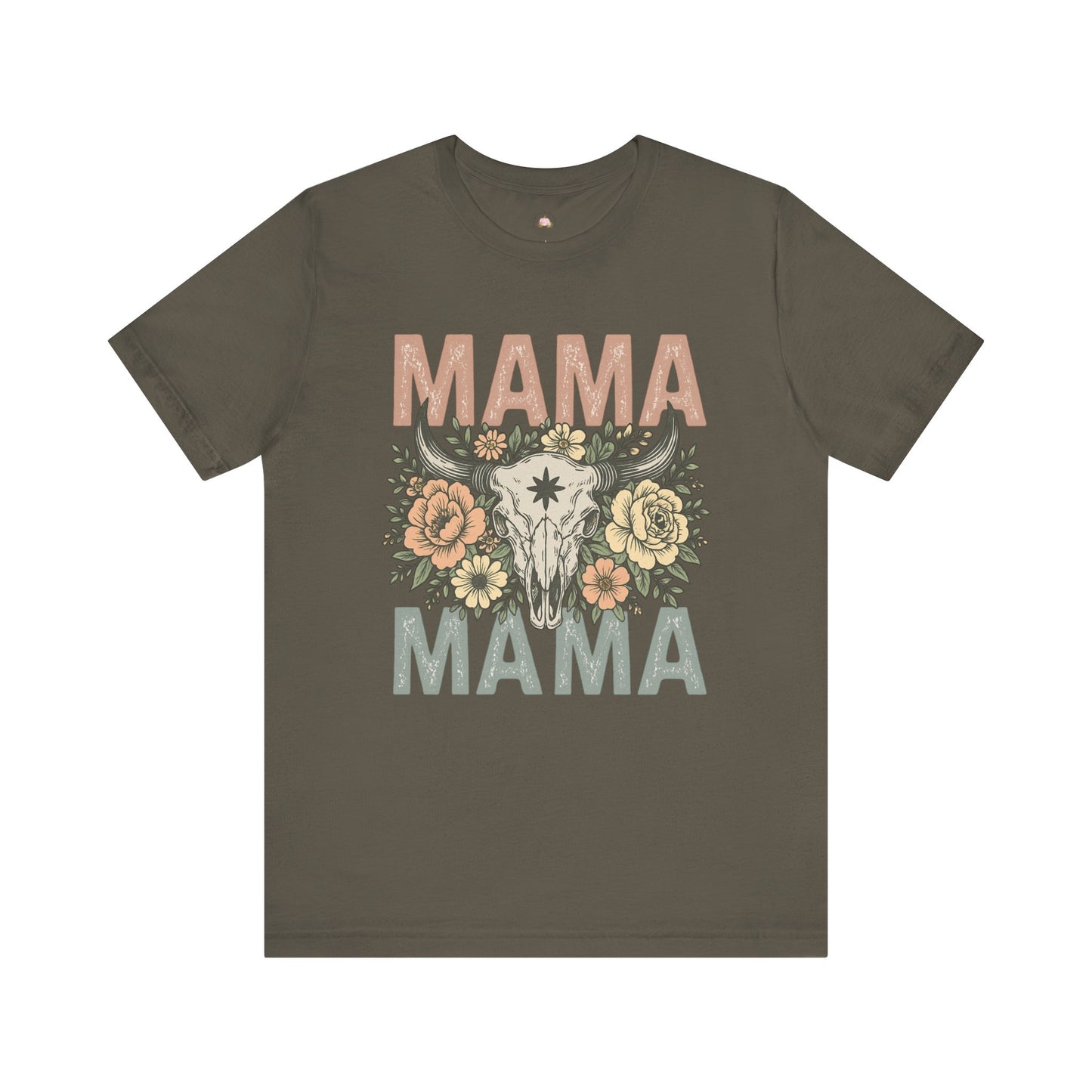 Western Floral “MAMA” Graphic Tee – Southern Boho Cow Skull Shirt - The Bougie Pumpkin Boutique