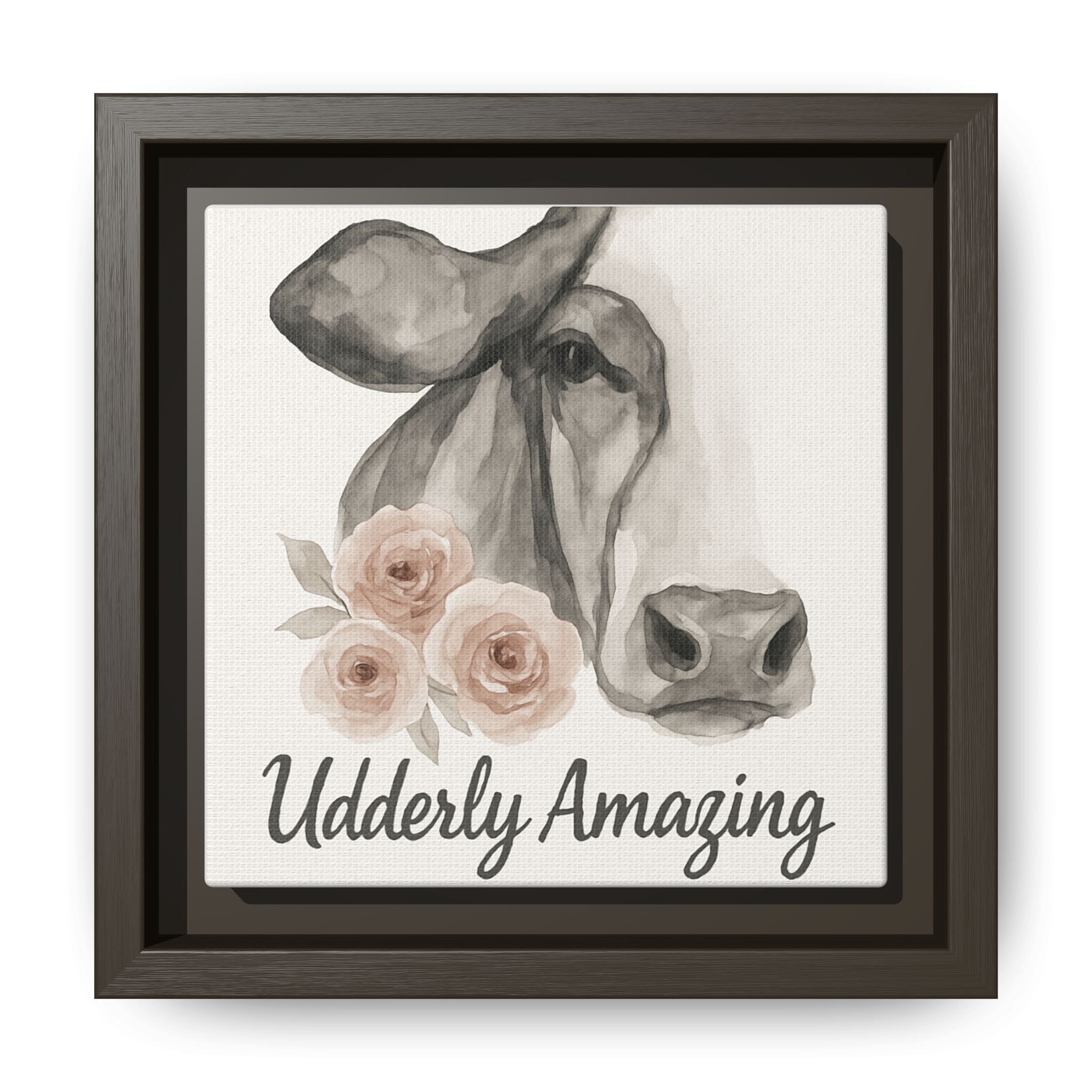 Framed Canvas Art - 'Udderly Amazing' Cow Print