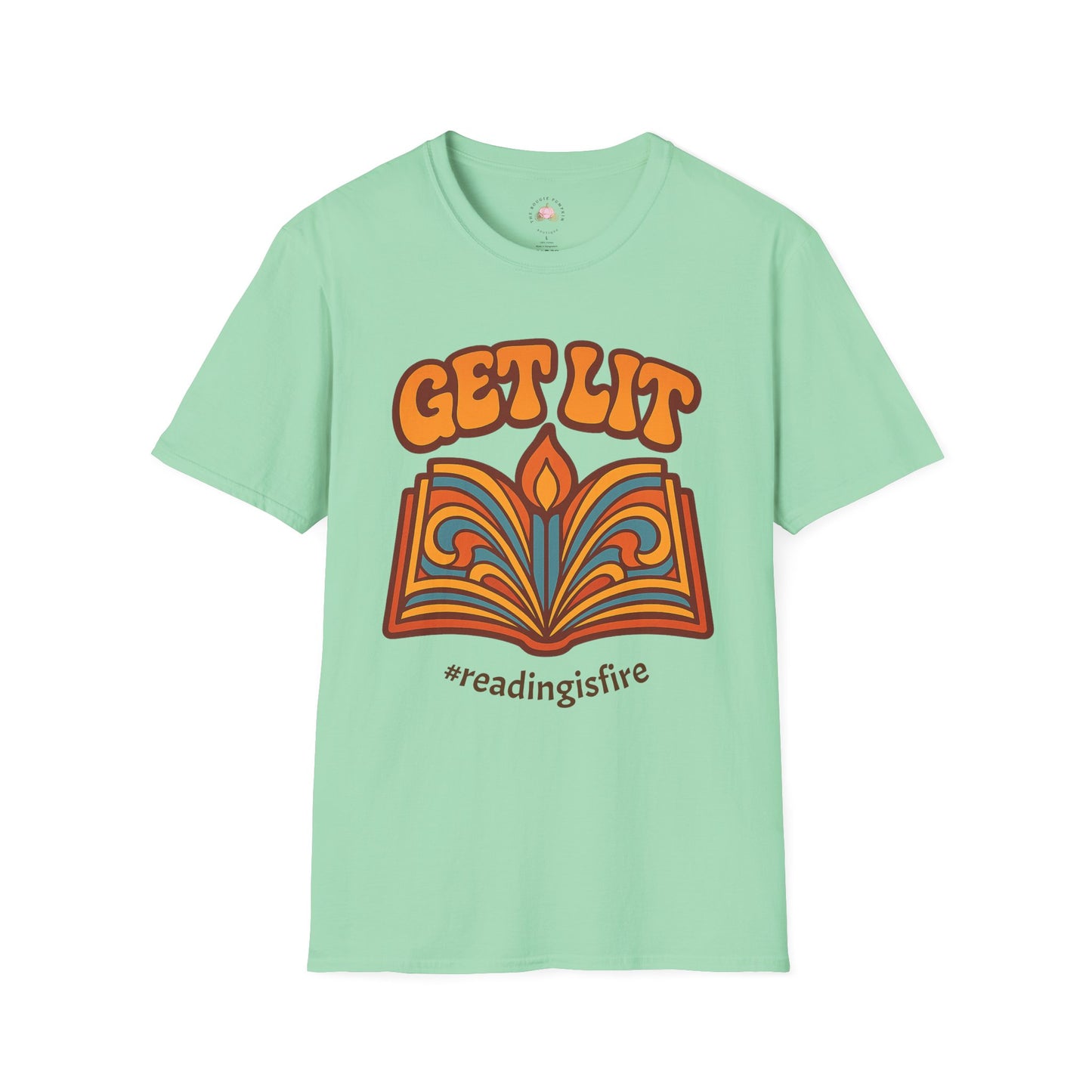 Book Lover's T-Shirt - GET LIT Design, Reading Gift, Literary Tee