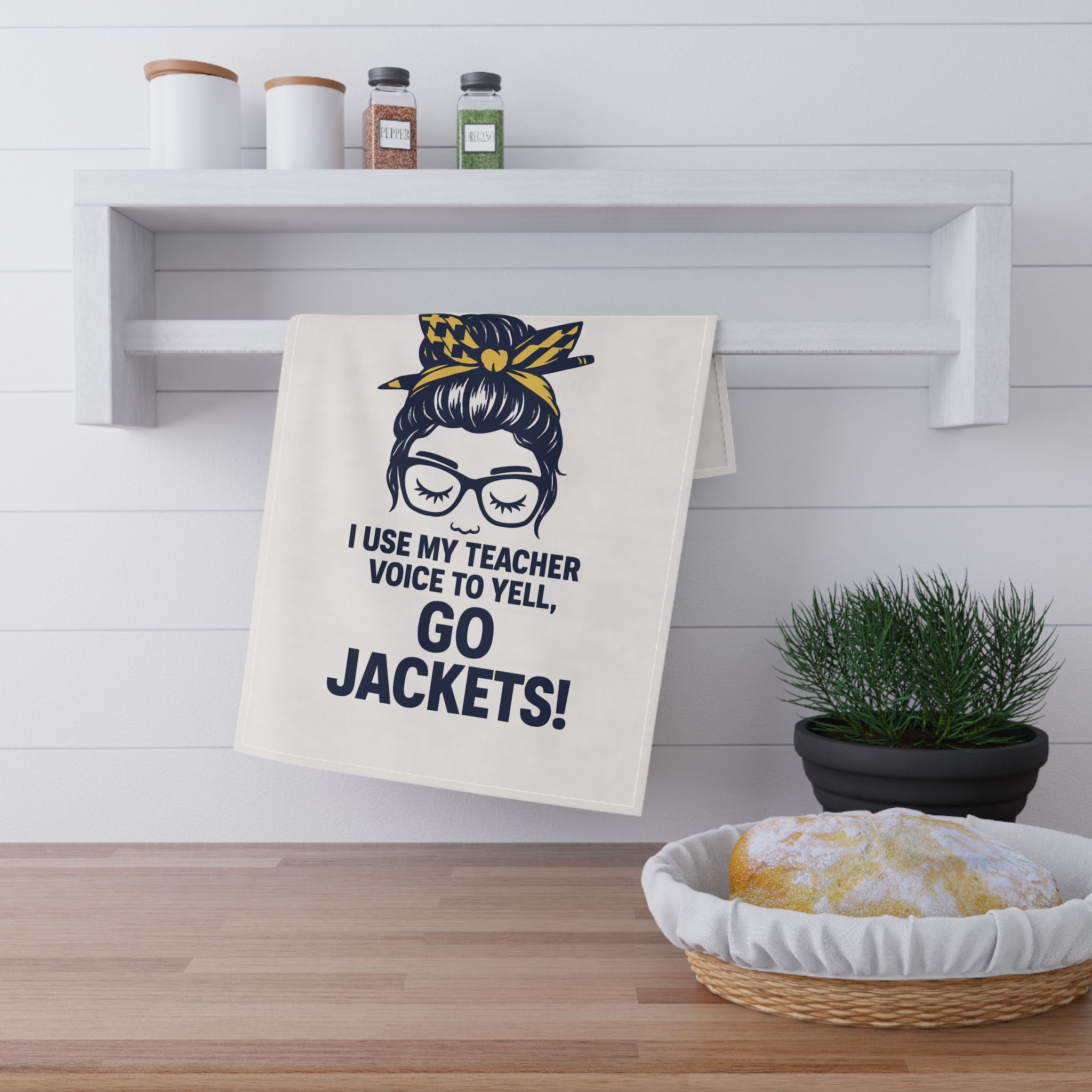 I Use My Teacher Voice to Yell Go Jackets Tea Towel | Teacher Gift & School Spirit Decor – The Bougie Pumpkin Boutique