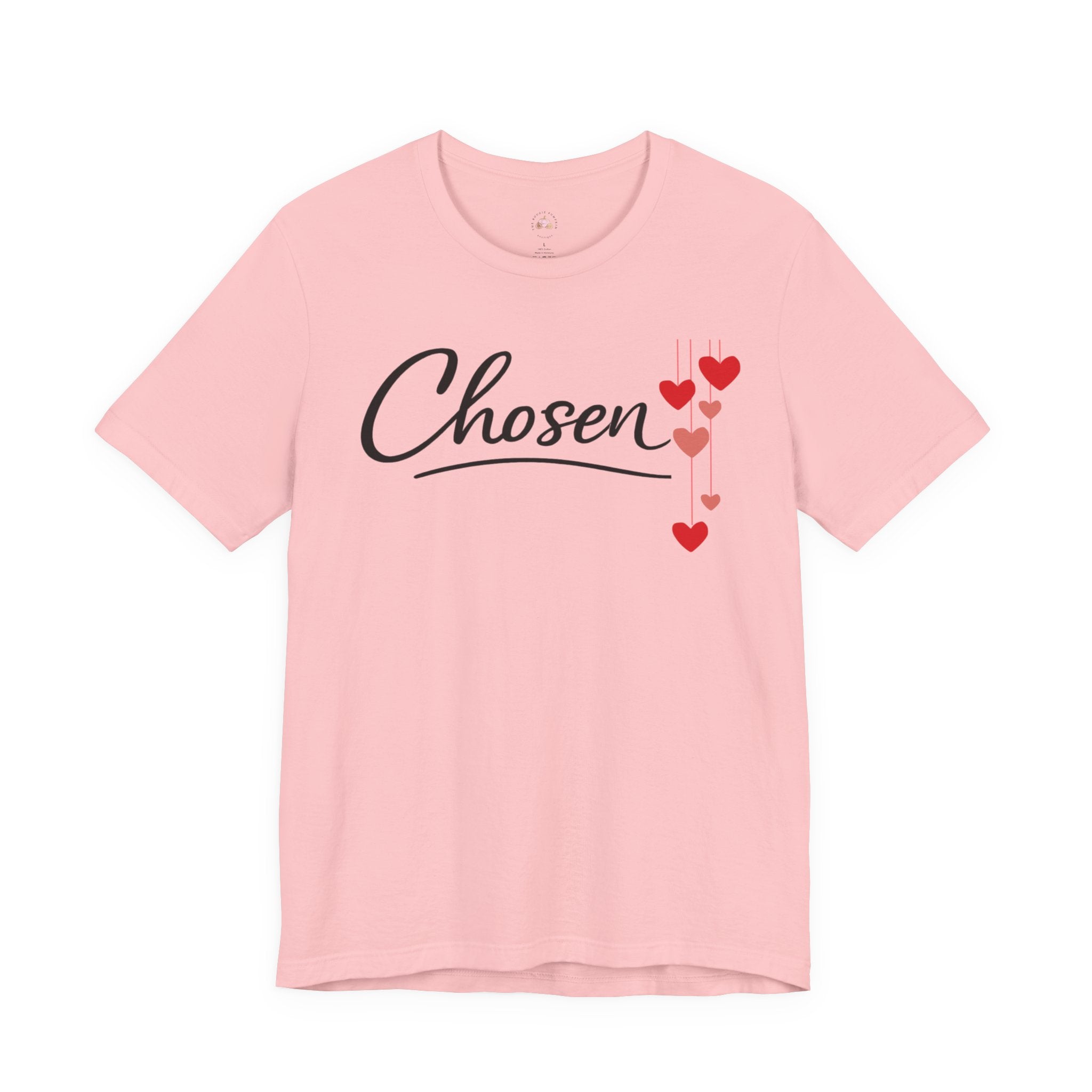 Chosen Hearts T-Shirt — 'Chosen' Script Tee with Falling Hearts