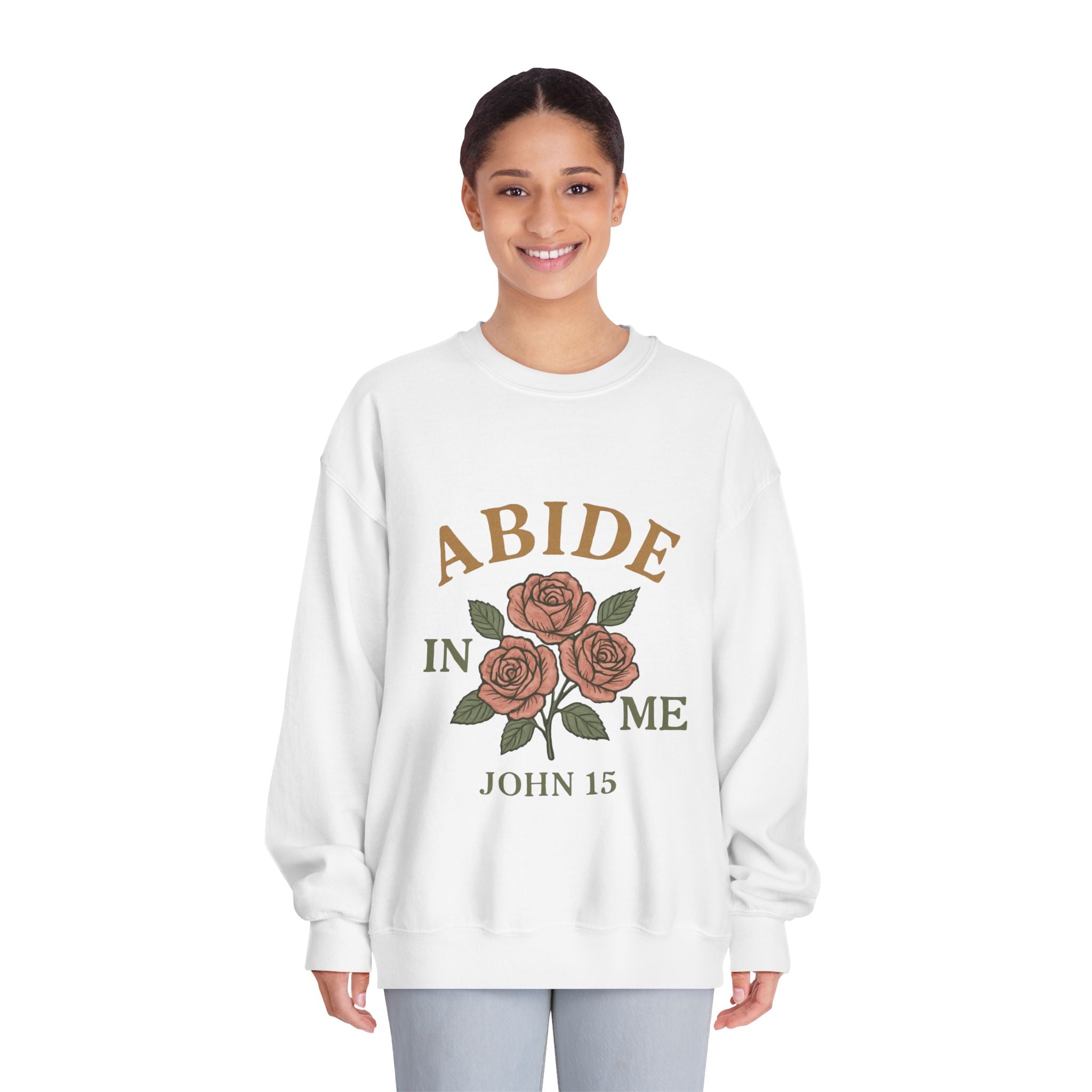 Abide in Me Sweatshirt | John 15 Scripture Crewneck | Faith & Fire Collection – The Bougie Pumpkin Boutique