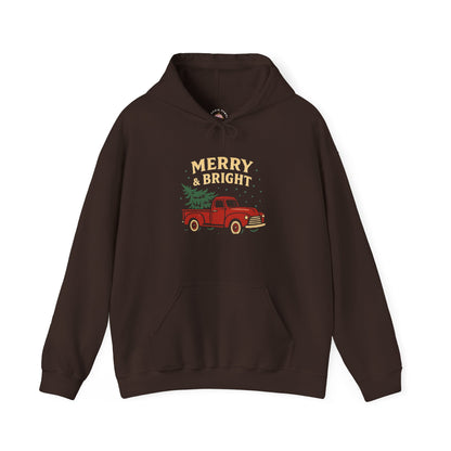 Merry & Bright Hoodie, Cozy Holiday Sweatshirt, Christmas Gift for Him & Her, Festive Apparel, Winter Style