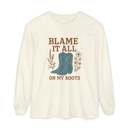 Blame It All On My Roots Graphic Sweatshirt | Southern Faith Boutique Apparel - The Bougie Pumpkin Boutique