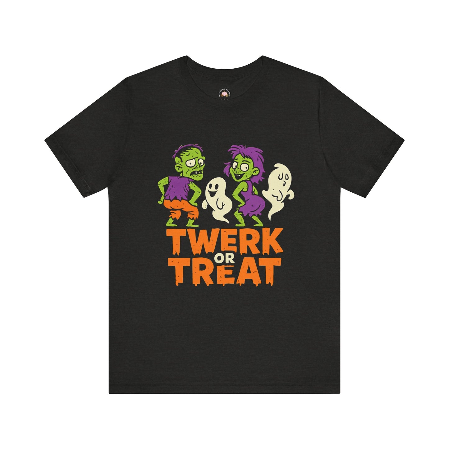 Halloween Fun Unisex Jersey Tee, T-Shirt for Halloween Parties, Funny Costume Tee, Trendy Unisex Tee, Twerk or Treat Design