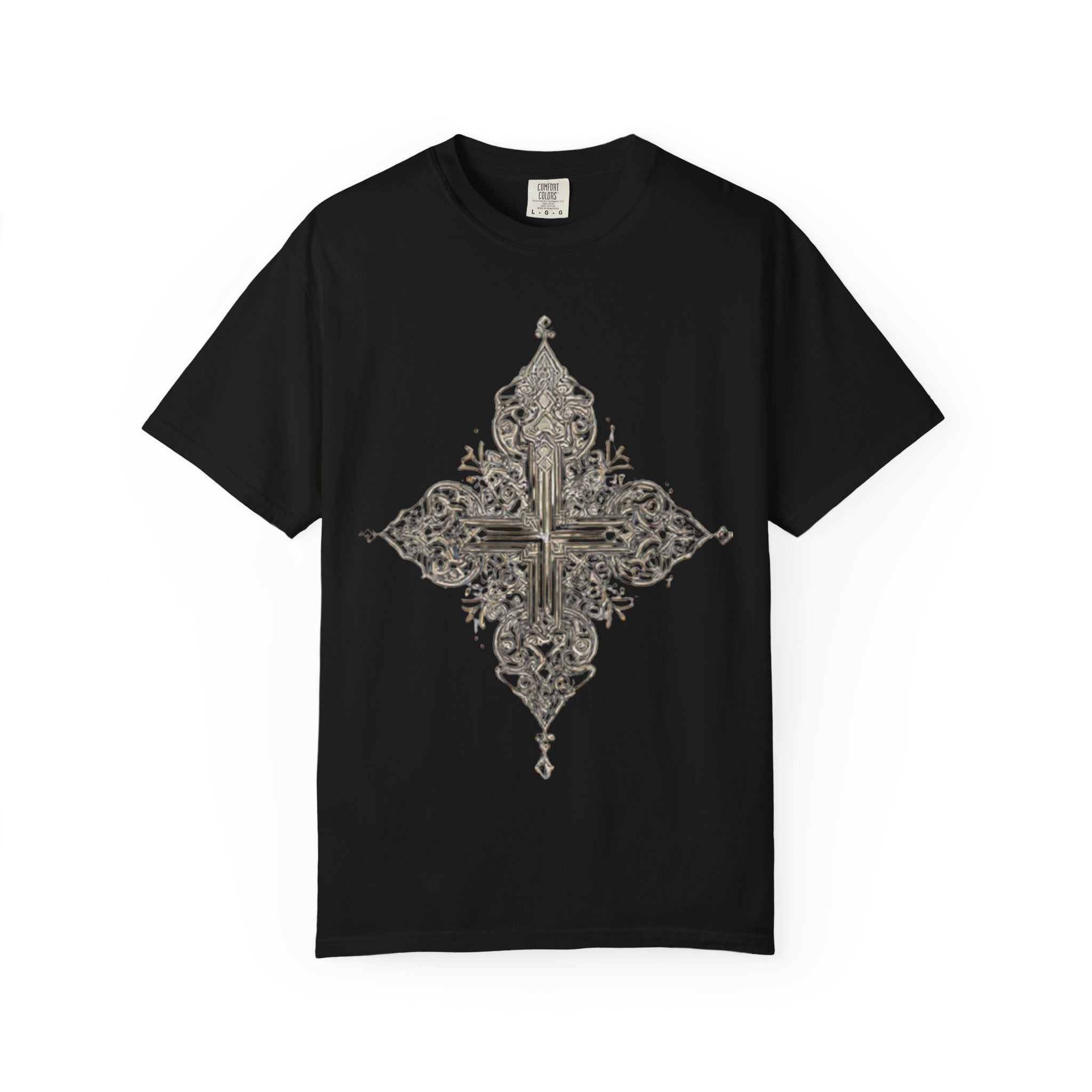Ornate Vintage Cross T-Shirt — Gothic Floral Cross Graphic Tee