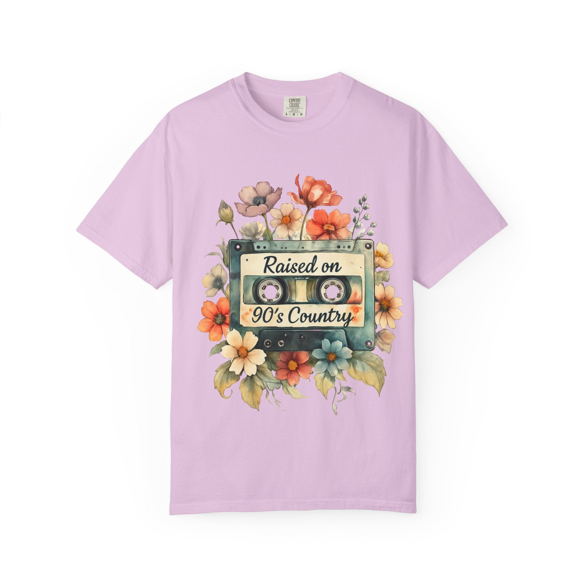 Raised on 90's Country T-Shirt — Vintage Cassette Floral Tee for Country Music Fans